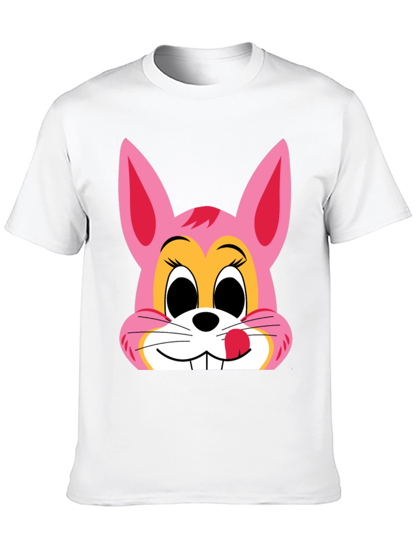 Pink Bunny Graphic Black T-Shirt