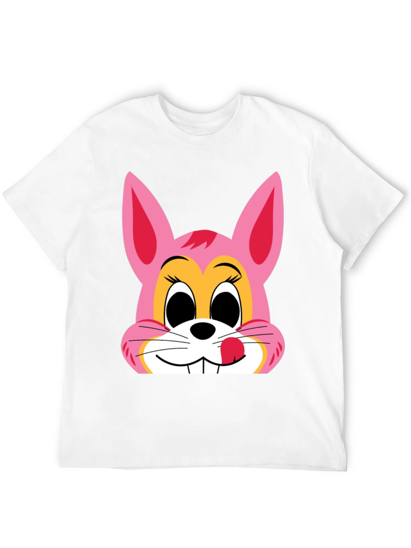 Pink Bunny Graphic Black T-Shirt