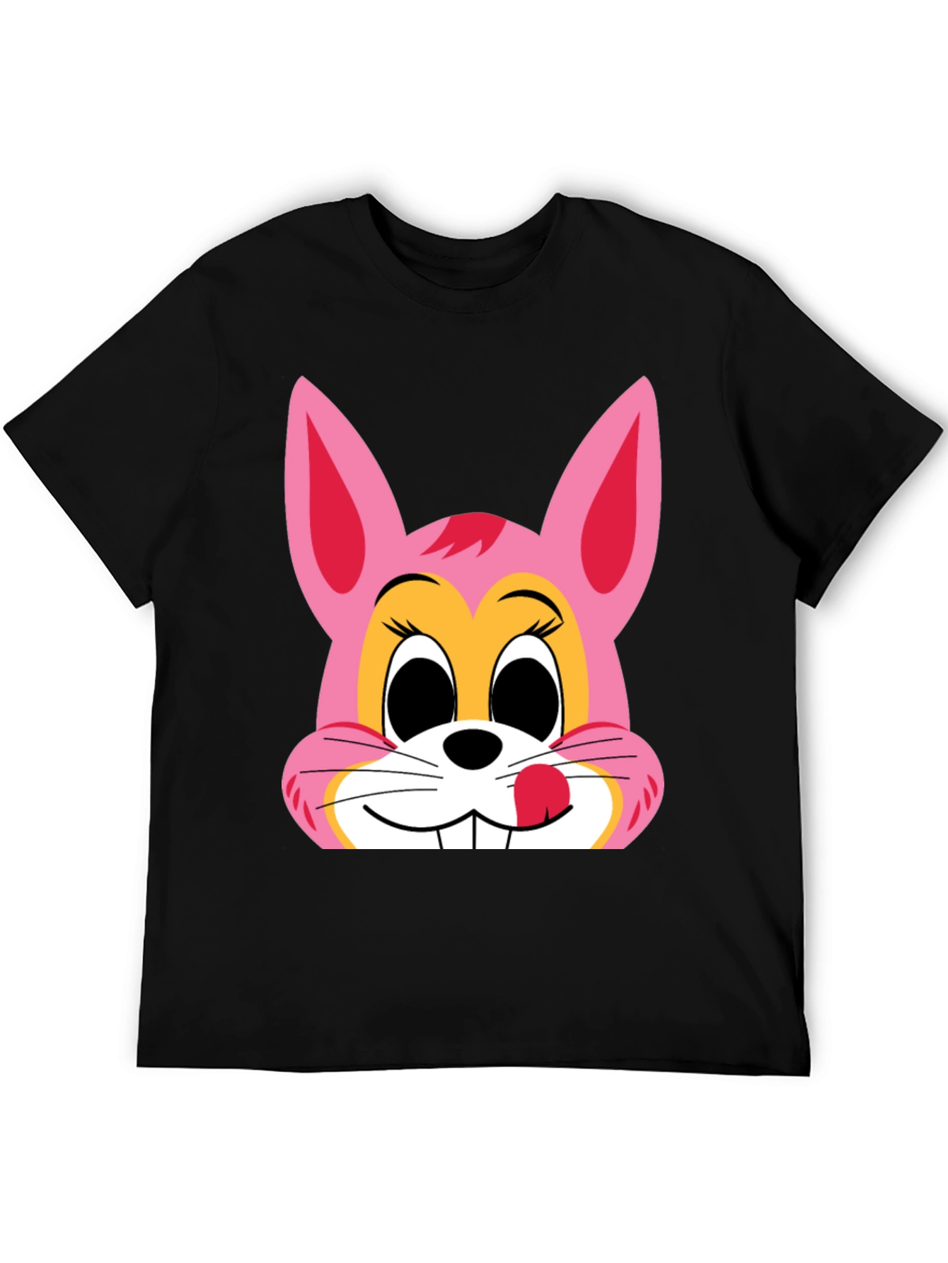 Pink Bunny Graphic Black T-Shirt