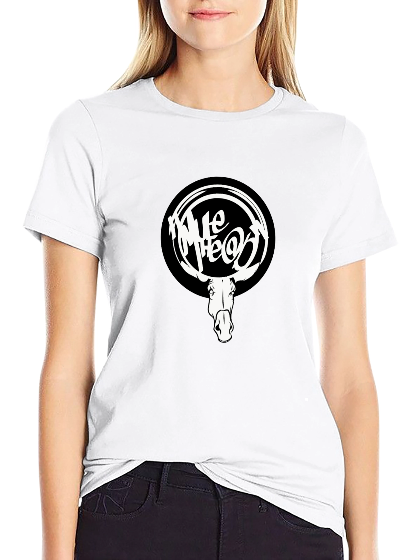 Cool Black T-Shirt with White Moose Graphic