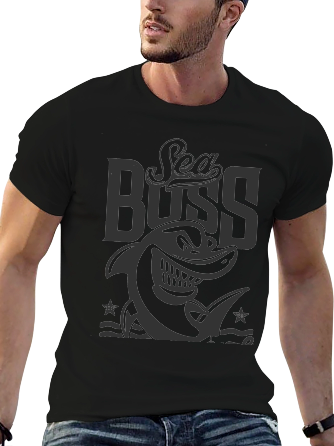 Sea Boss Graphic T-Shirt - Black Cotton Tee