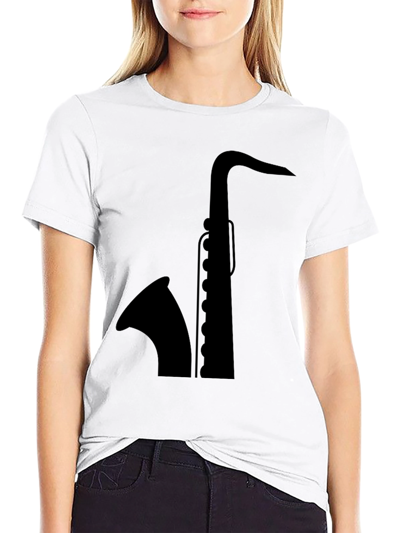Black Saxophone Graphic Tee - Musician Style