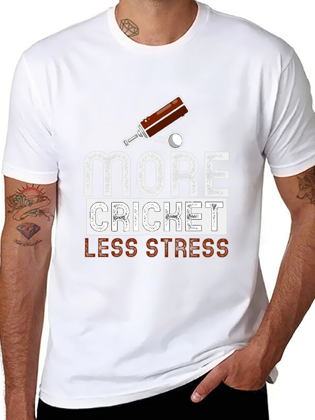 More Cricket Less Stress Graphic Tee