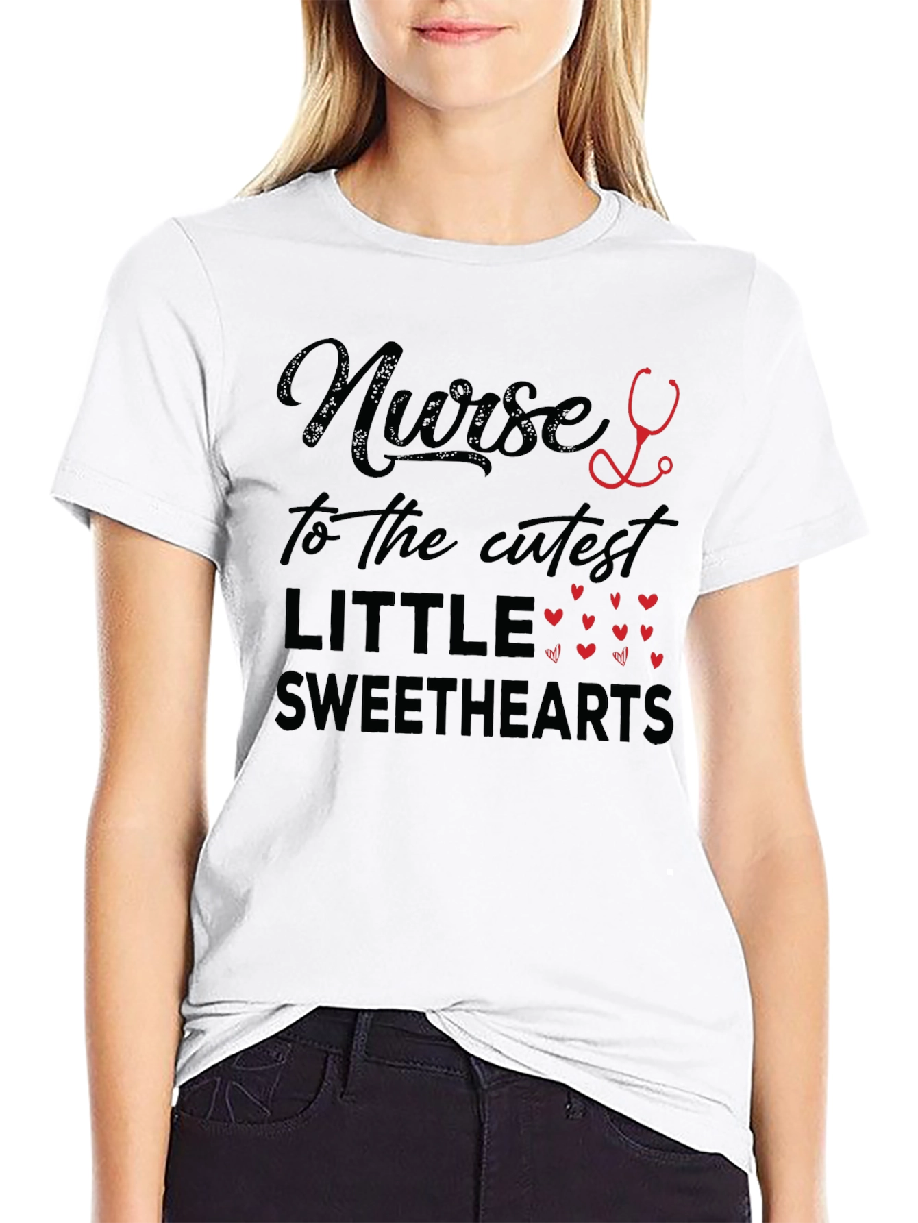 Nurse to the Cutest Sweethearts Black T-Shirt