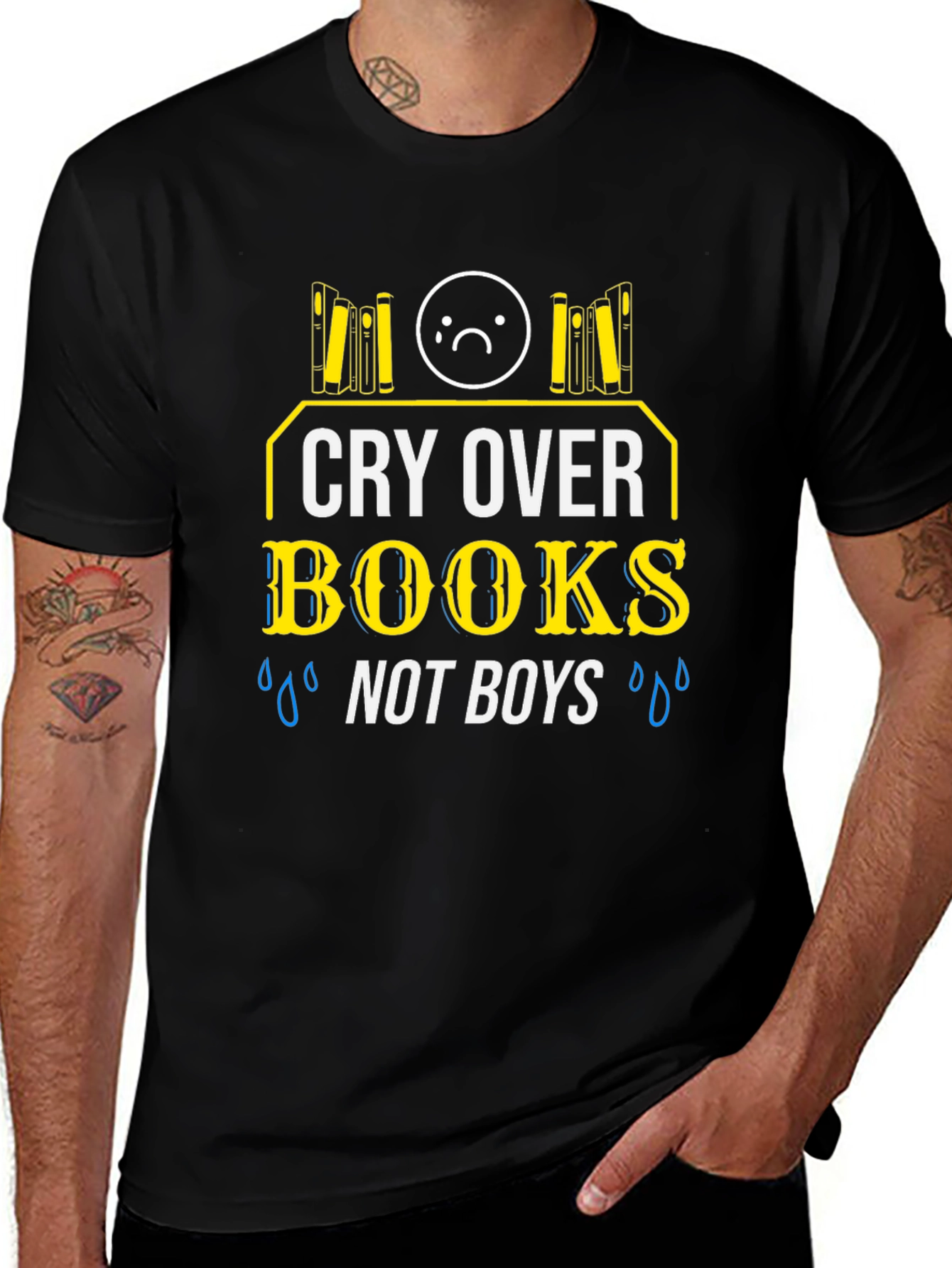 Cry Over Books Not Boys T-Shirt Black