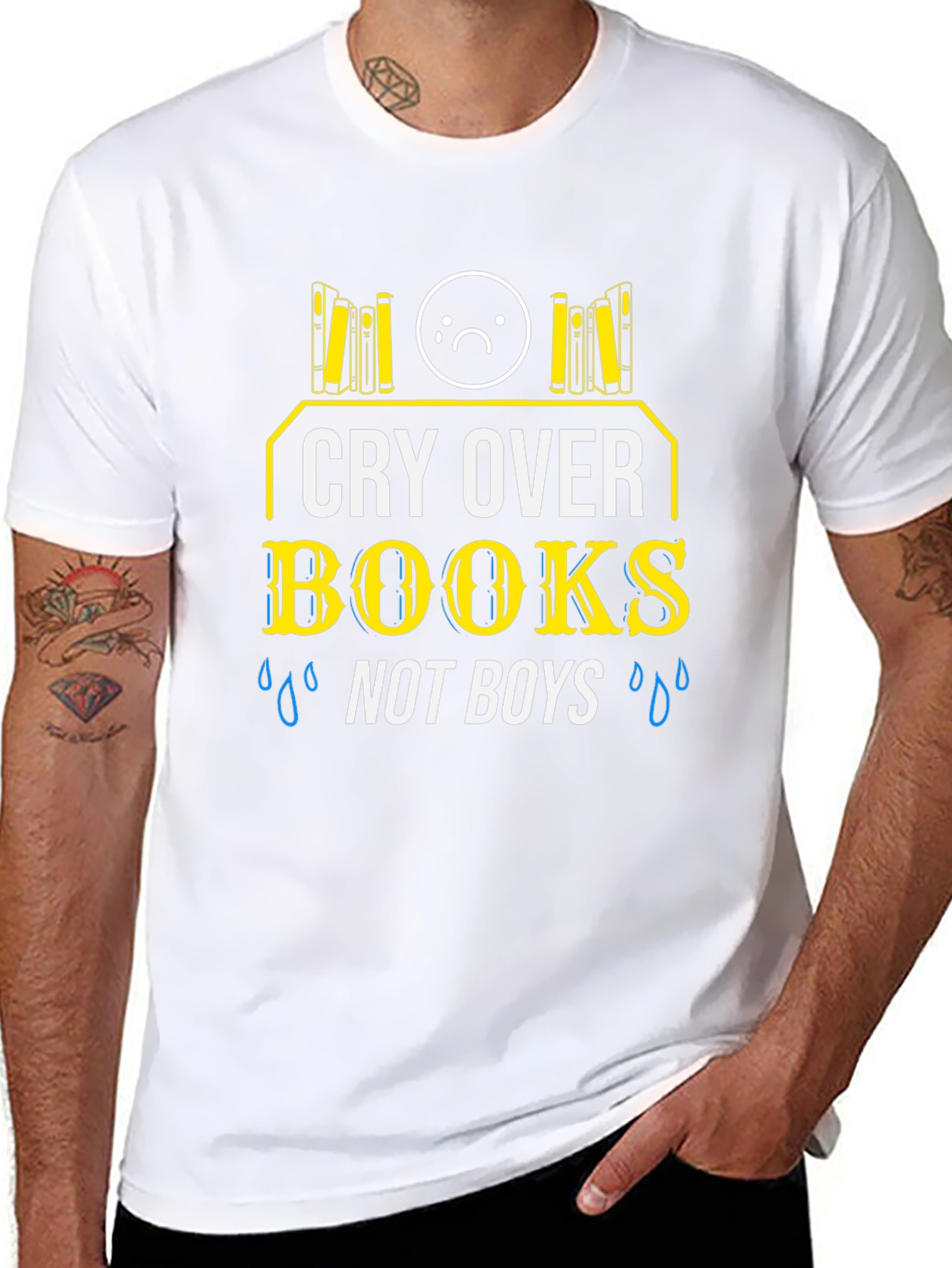 Cry Over Books Not Boys T-Shirt Black