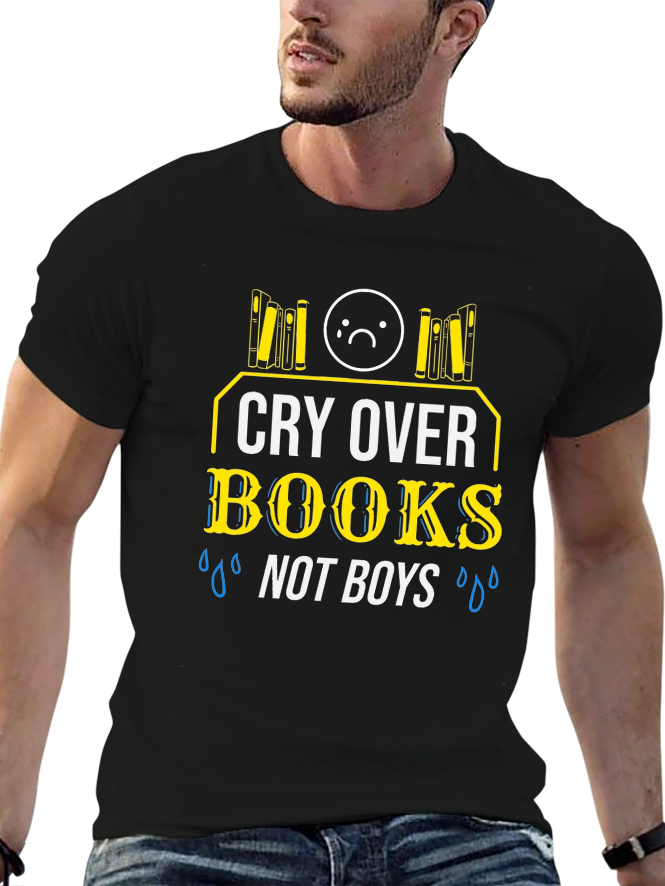 Cry Over Books Not Boys T-Shirt Black