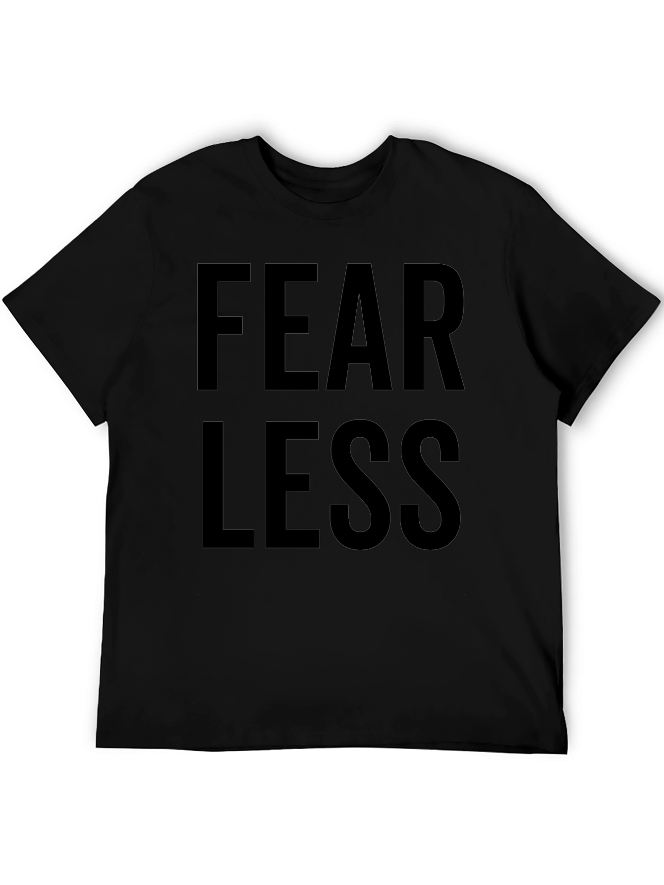 Fearless Graphic Print Tee - Black Cotton Casual Shirt