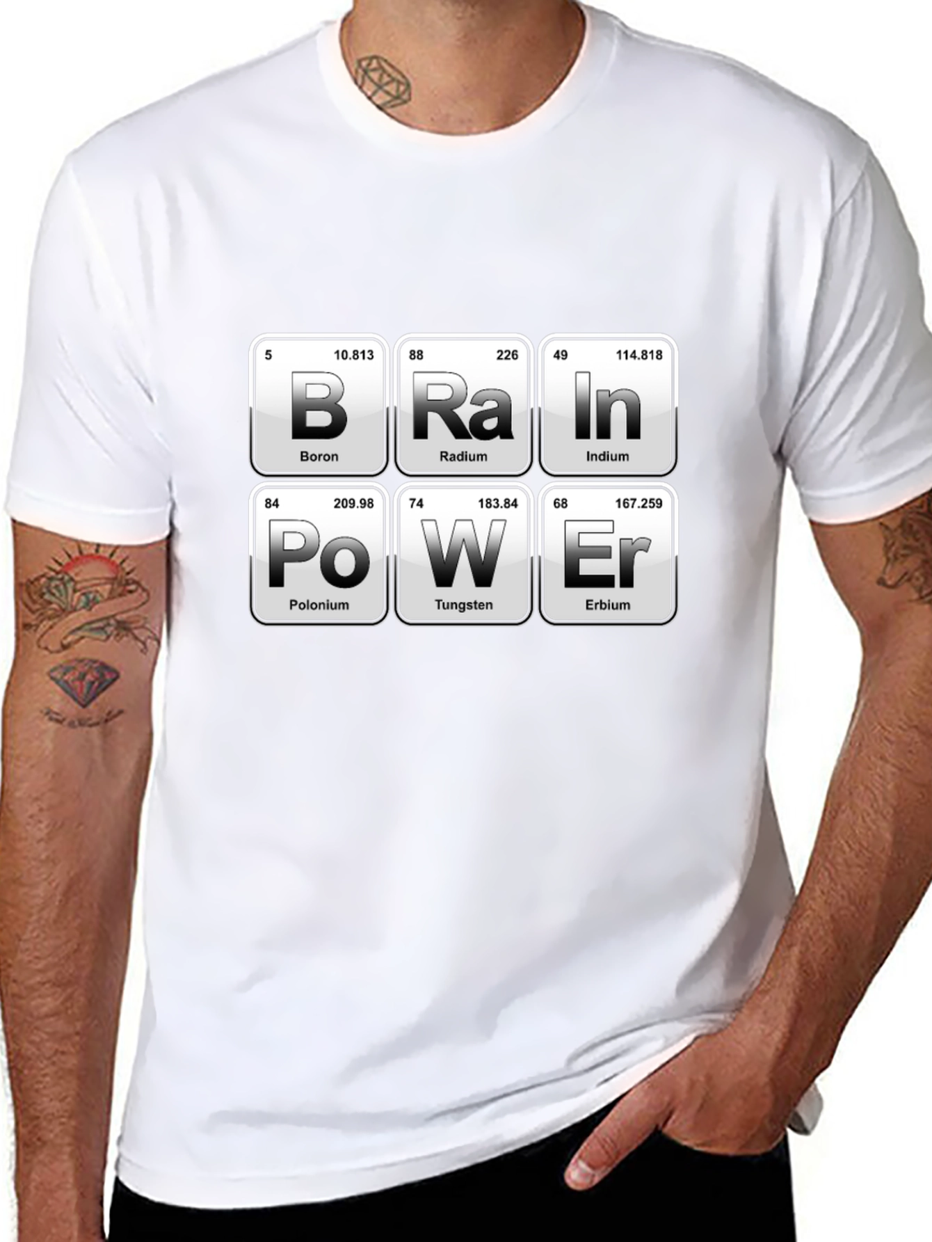 Brain Power Periodic Table Funny Science T-Shirt