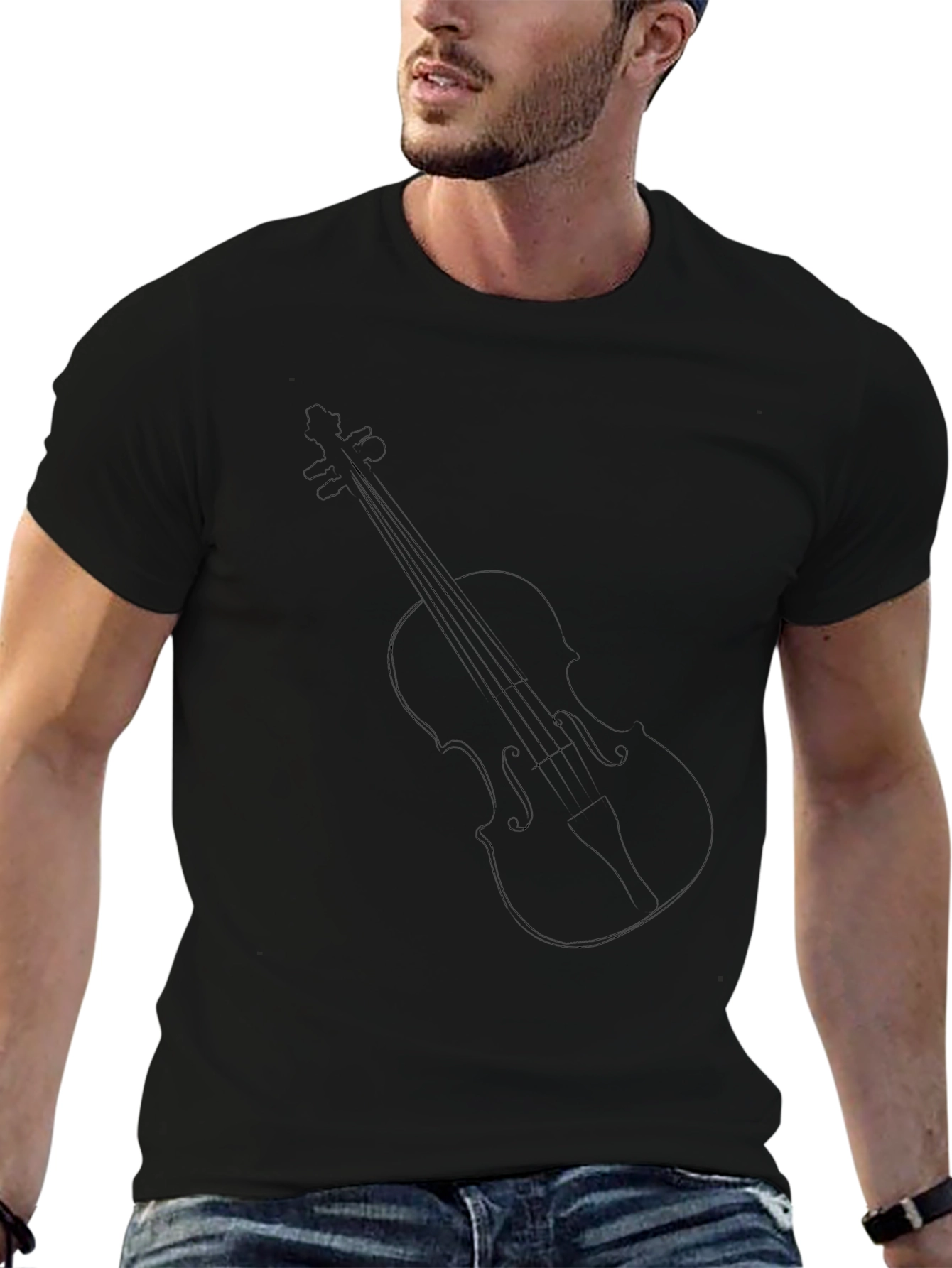 Violin Graphic Tee - Black