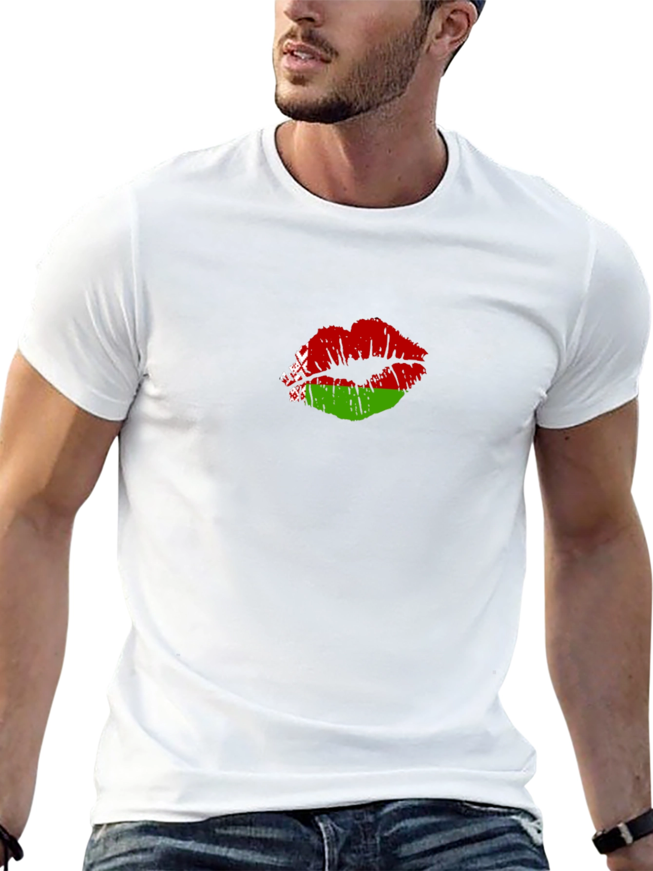 Belarus Flag Lips Black T-Shirt