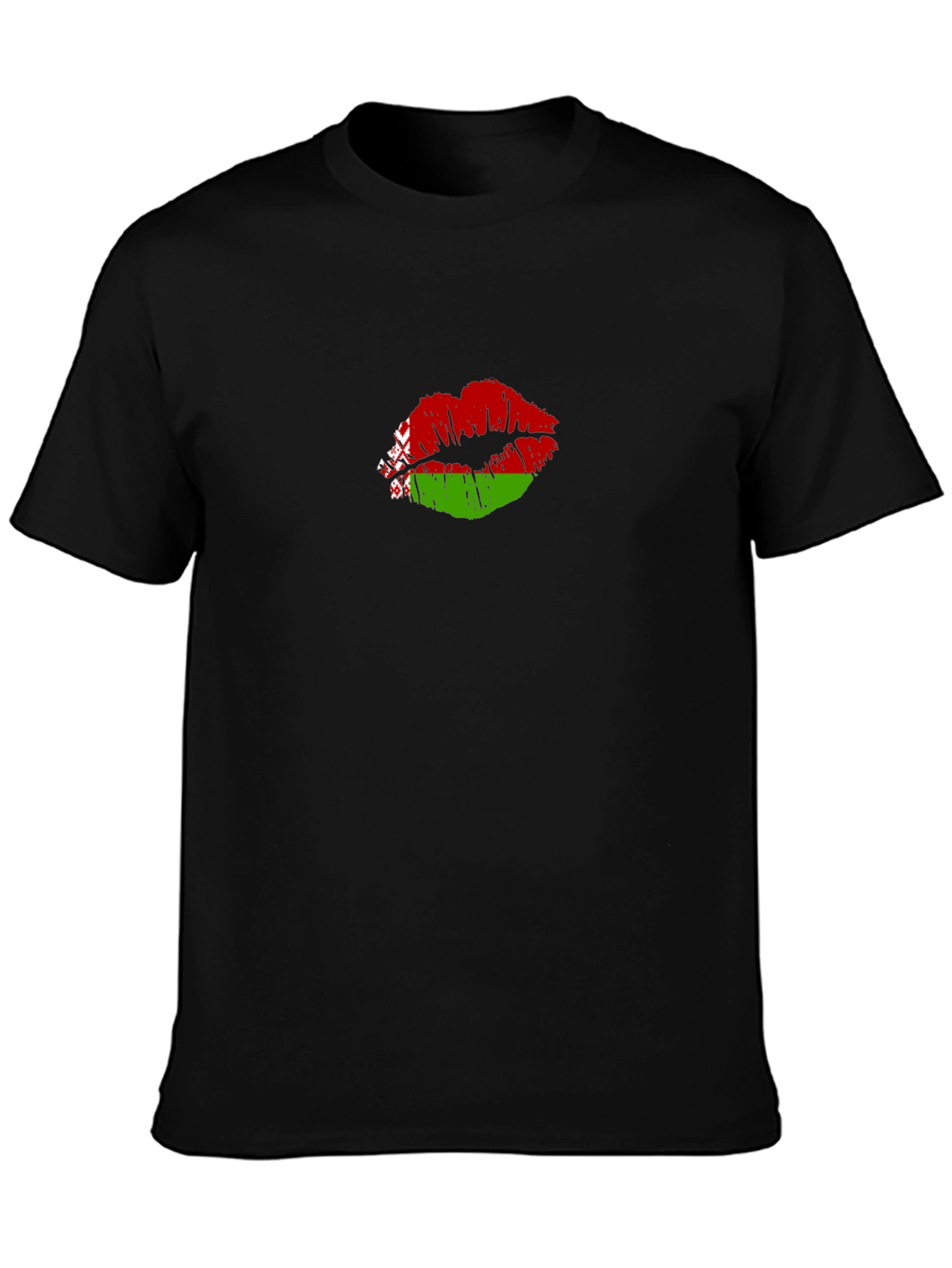 Belarus Flag Lips Black T-Shirt
