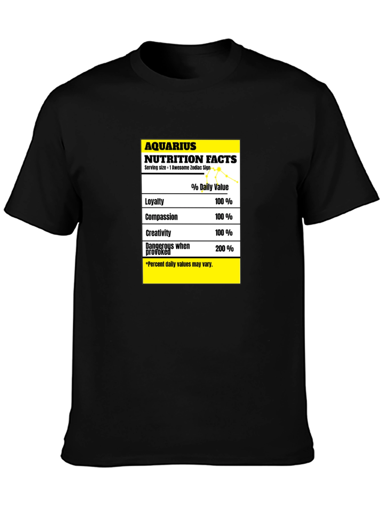 Aquarius Nutrition Facts Zodiac Sign T-Shirt