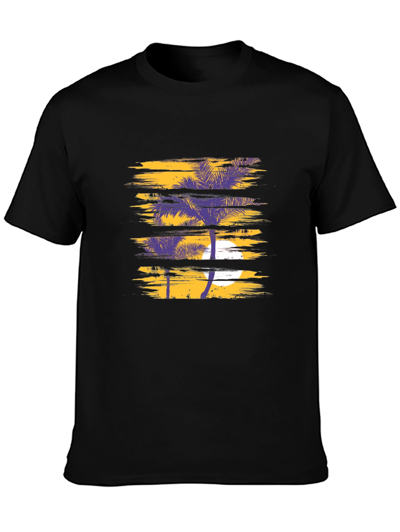 Tropical Palm Graphic T-Shirt - Stylish Black Tee