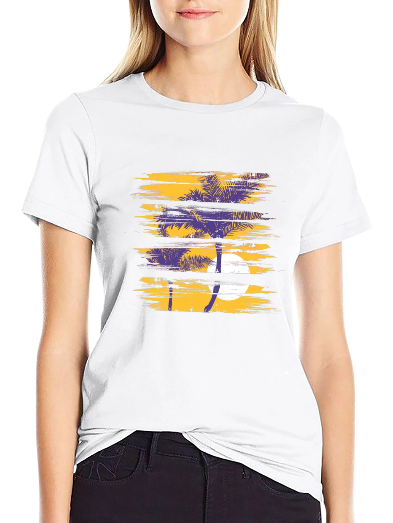 Tropical Palm Graphic T-Shirt - Stylish Black Tee
