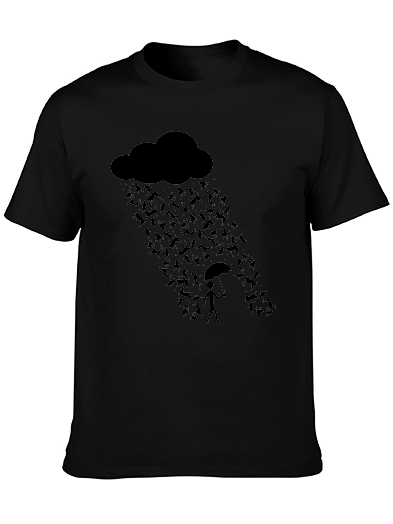 Humorous Raining Cats Graphic T-Shirt