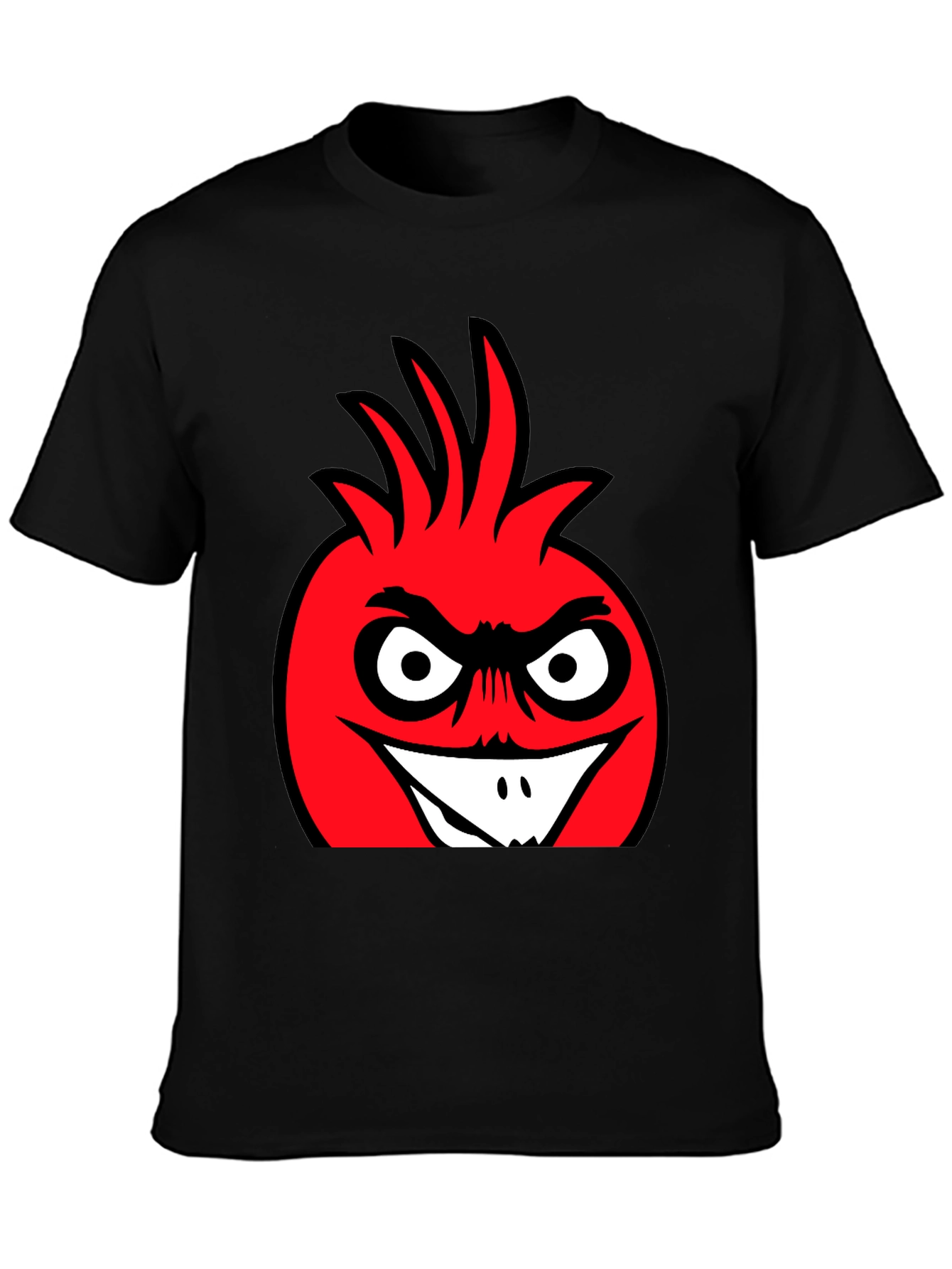Angry Red Cartoon Character Black T-Shirt