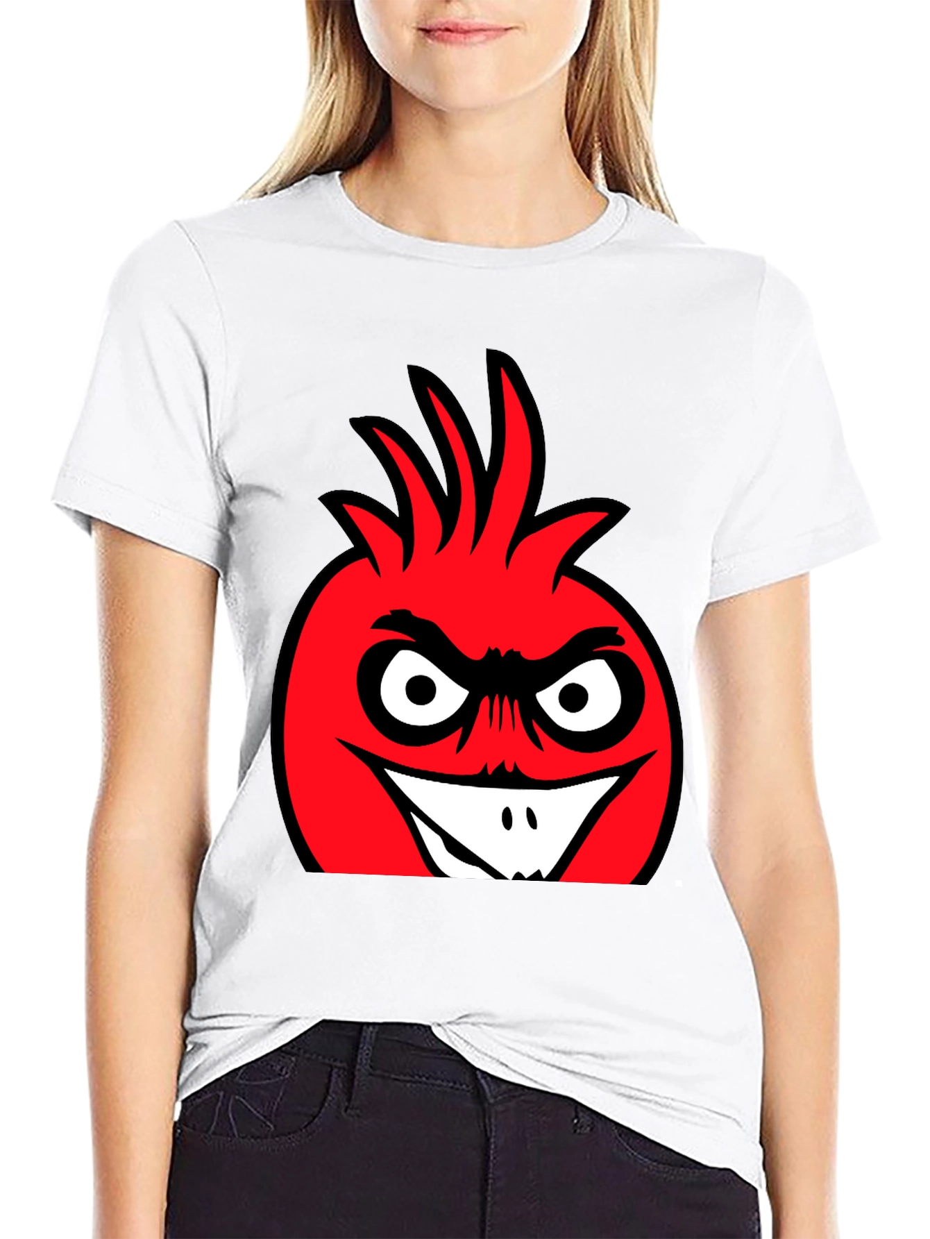 Angry Red Cartoon Character Black T-Shirt