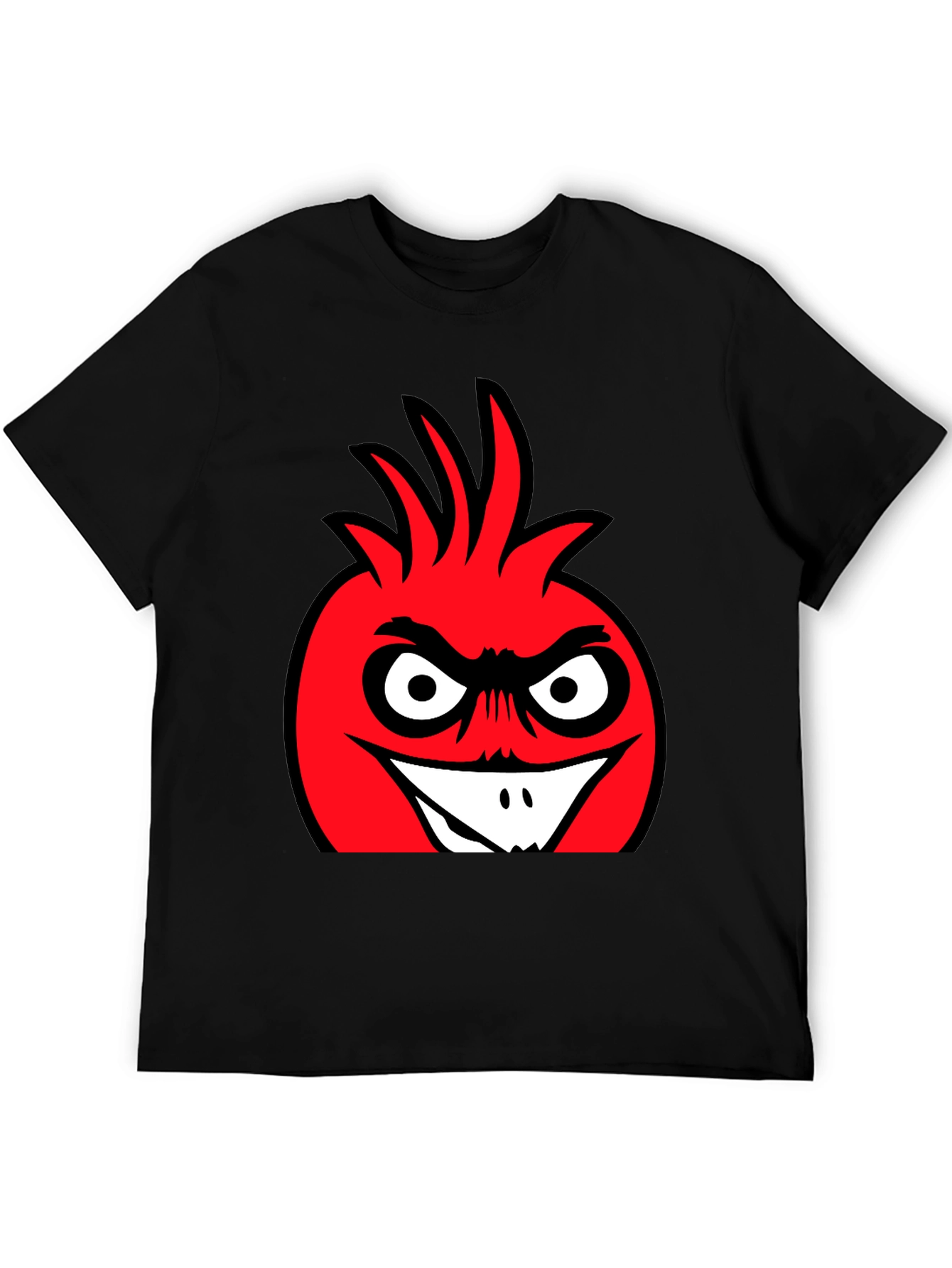 Angry Red Cartoon Character Black T-Shirt