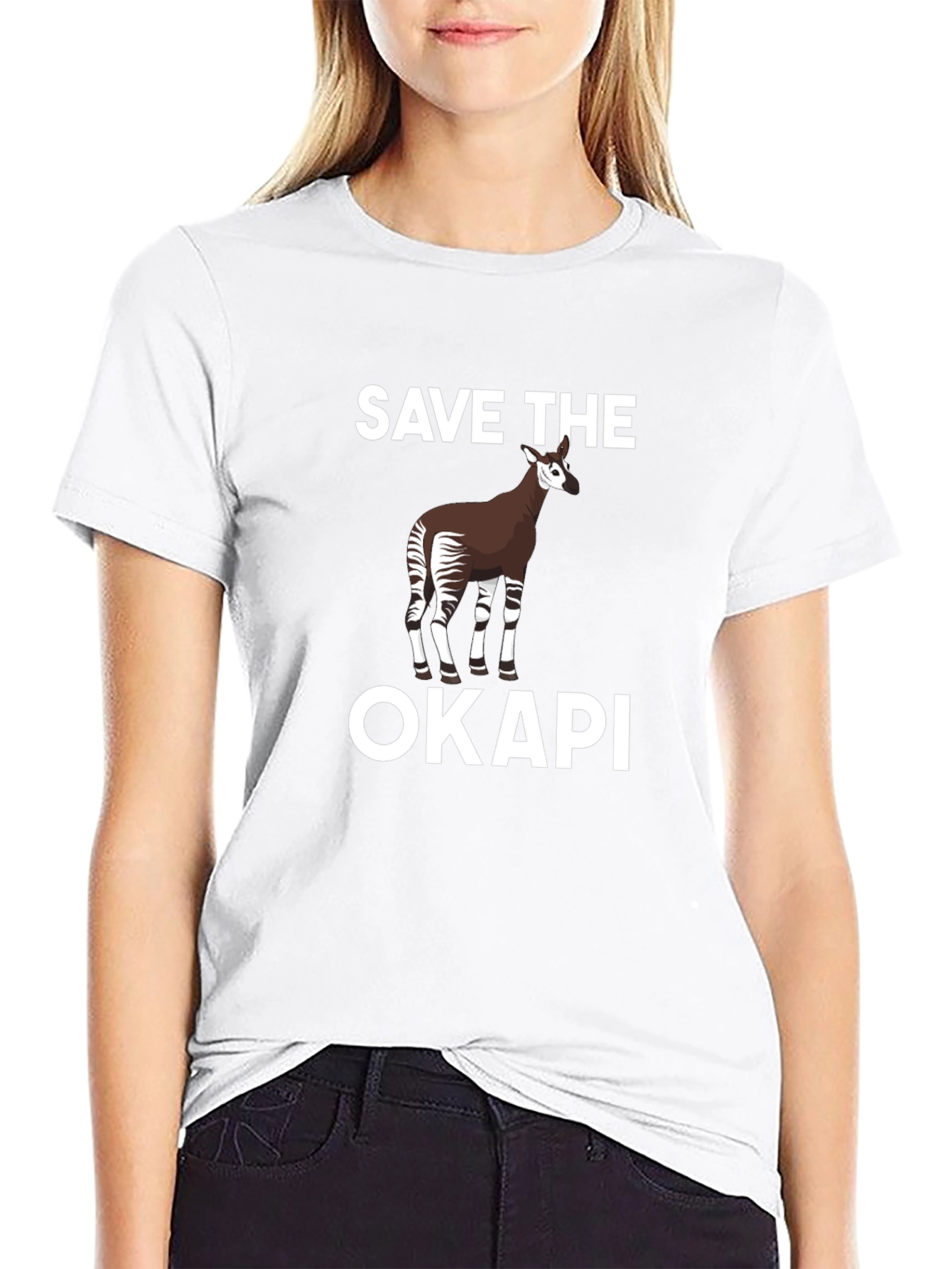 Save the Okapi Graphic Tee - Black Cotton T-Shirt