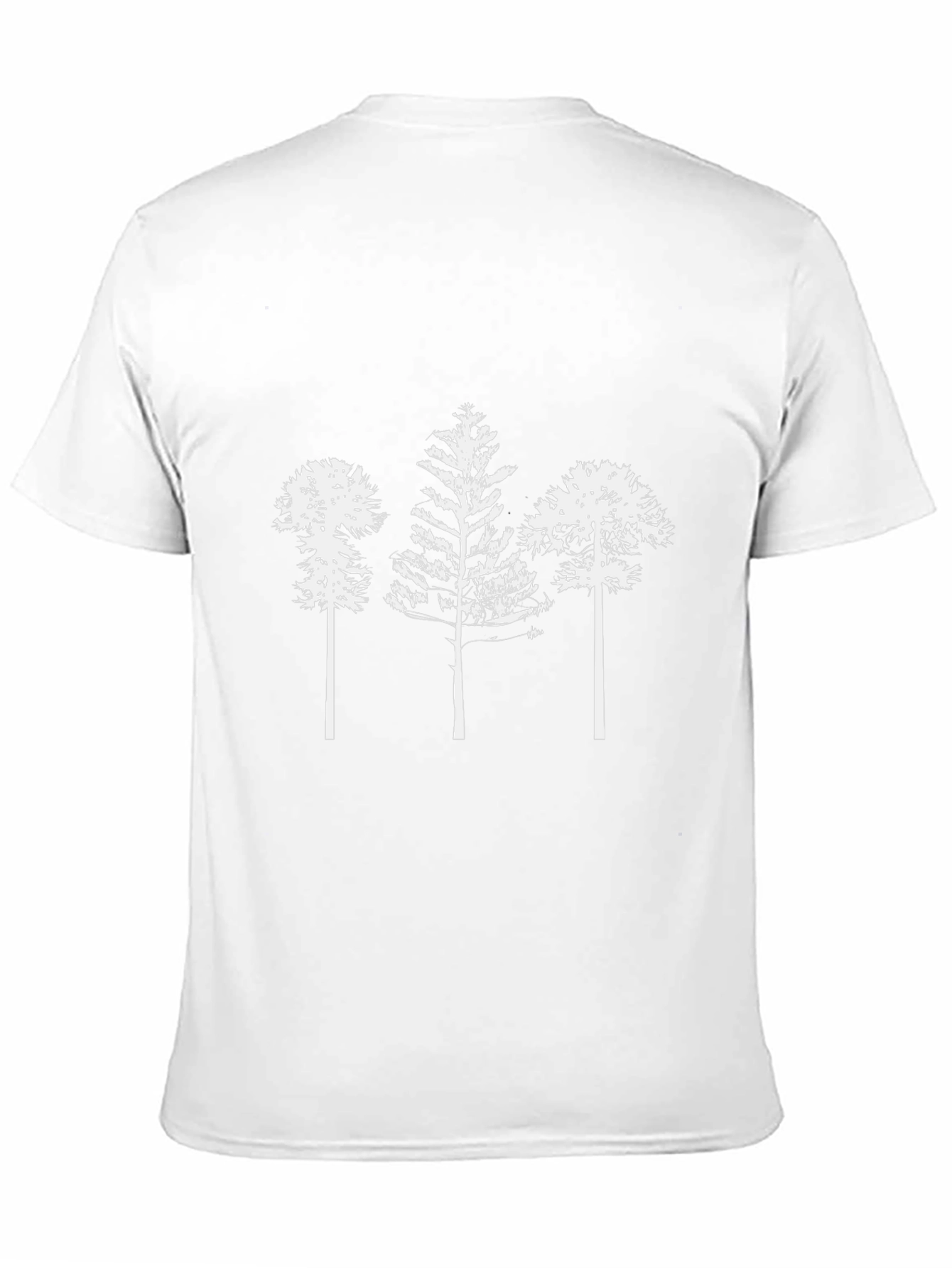 Mens Black T-Shirt with White Tree Print