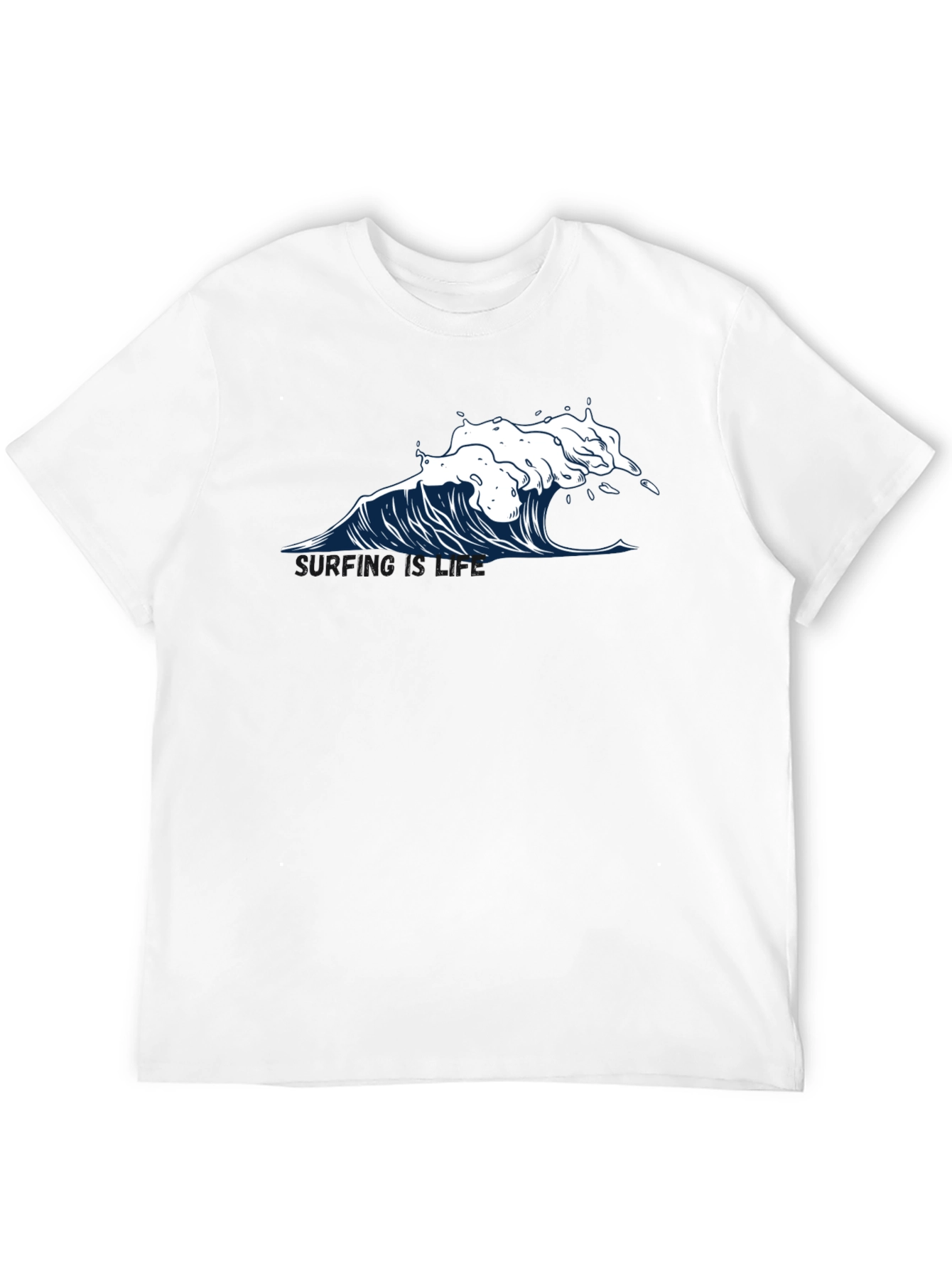 Wave Graphic T-Shirt - Black Cotton Tee