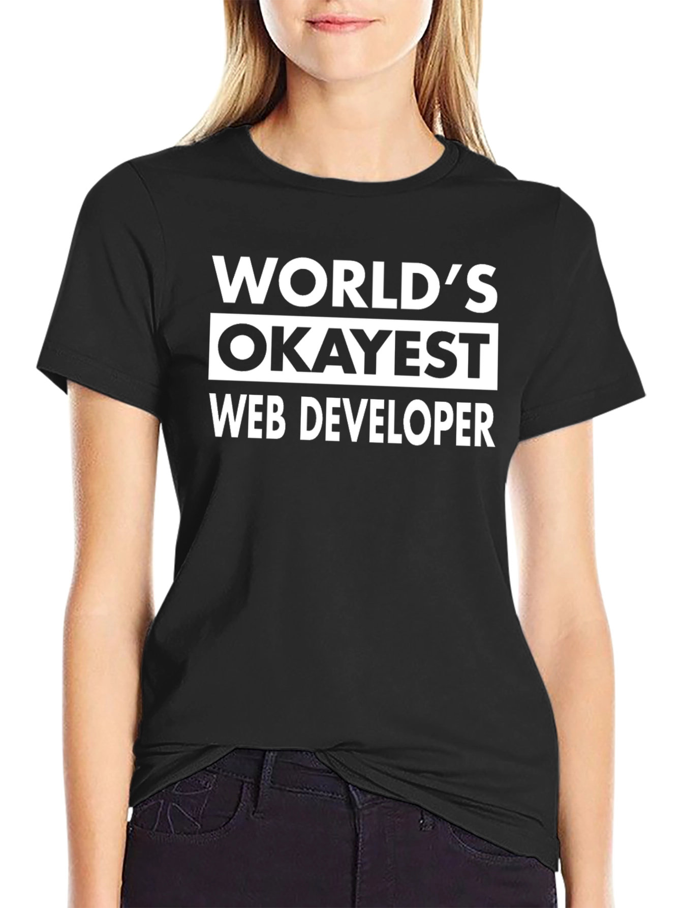 Worlds Okayest Web Developer Black T-Shirt