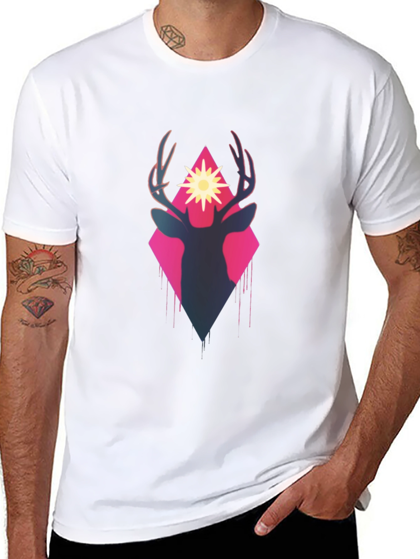 Deer Silhouette Graphic Tee - Black