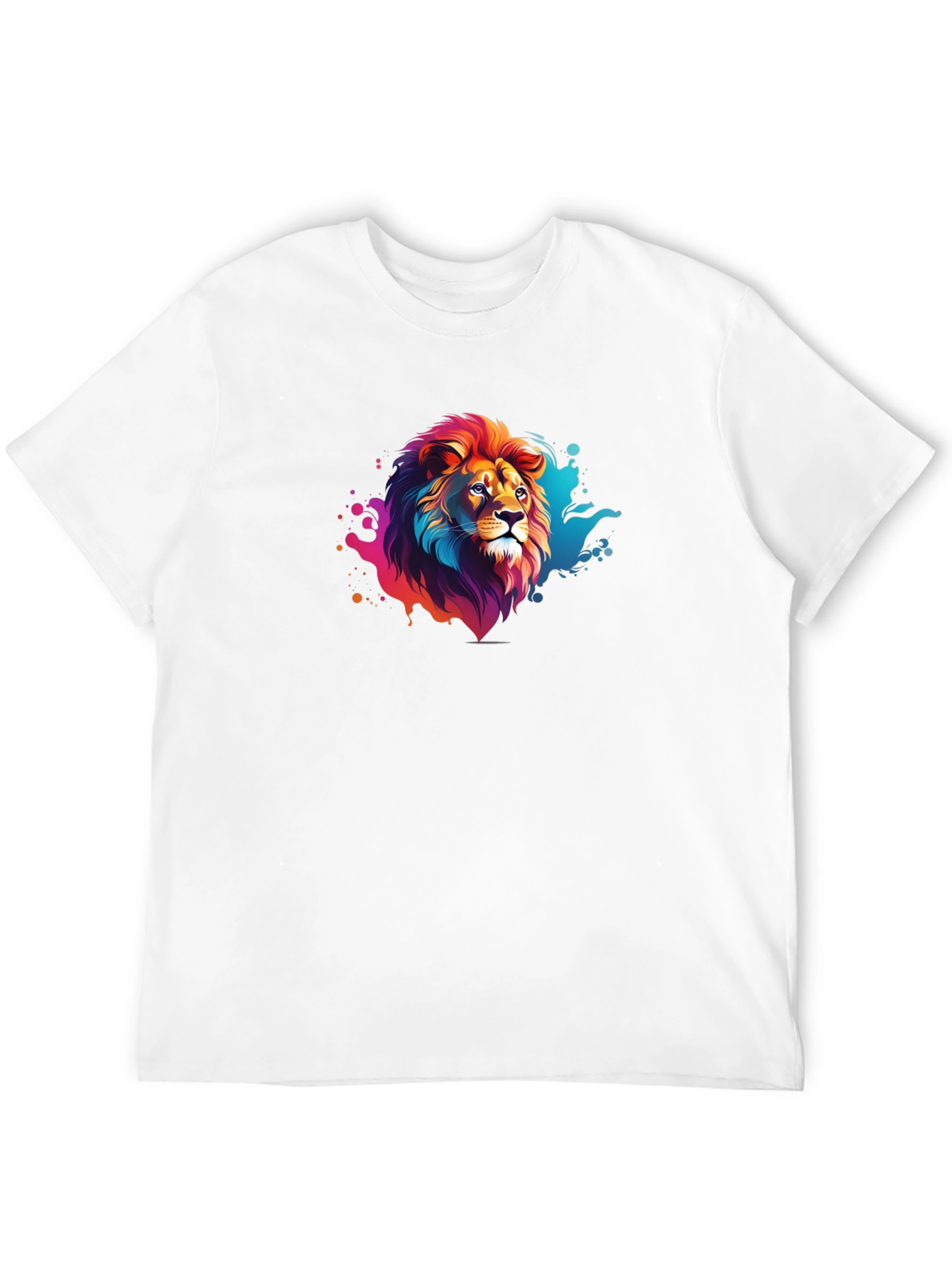 Vibrant Lion Graphic Black Tee - Bold Style