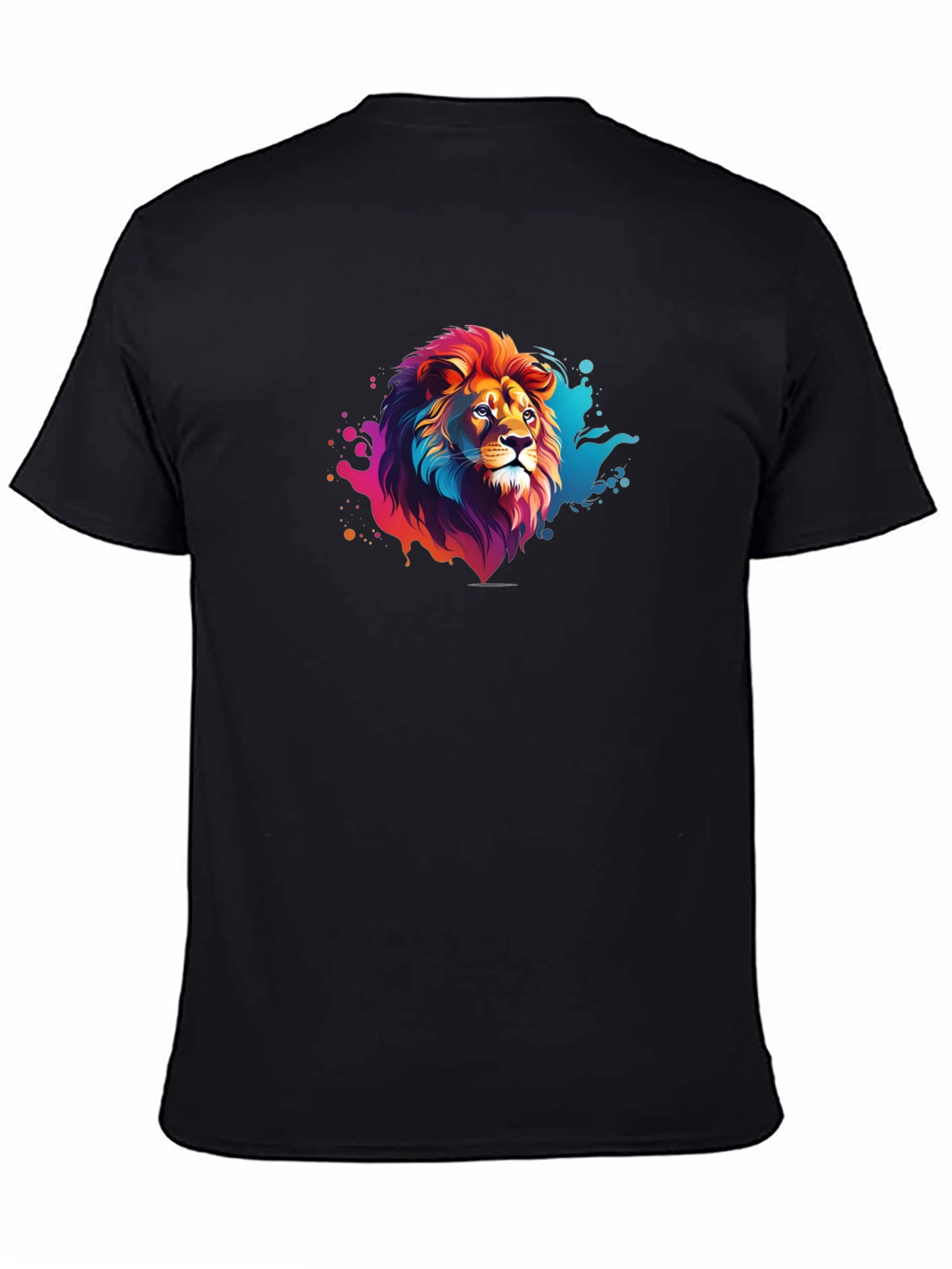 Vibrant Lion Graphic Black Tee - Bold Style