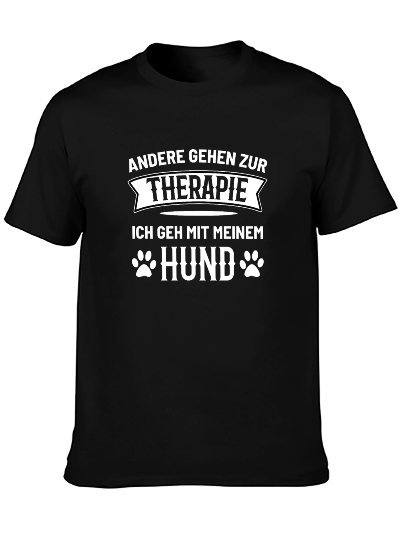 Therapie Hund Graphic Tee -  Mens Black Cotton T-Shirt