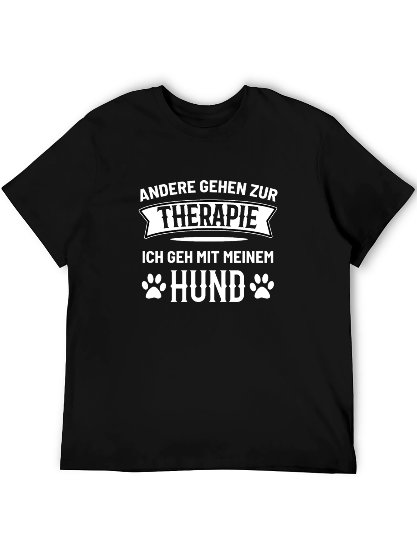Therapie Hund Graphic Tee -  Mens Black Cotton T-Shirt