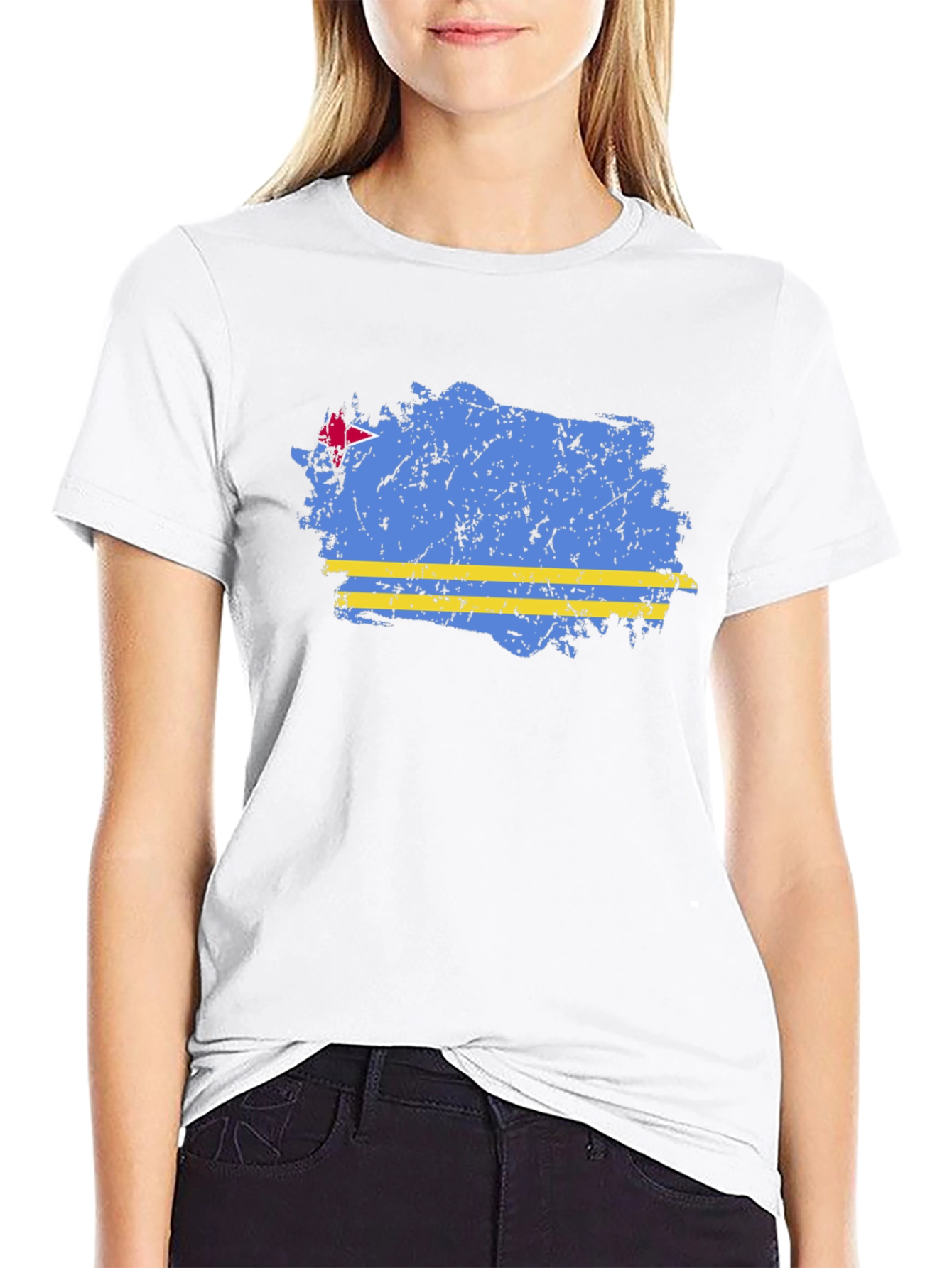 Aruba Flag Distressed Graphic T-Shirt