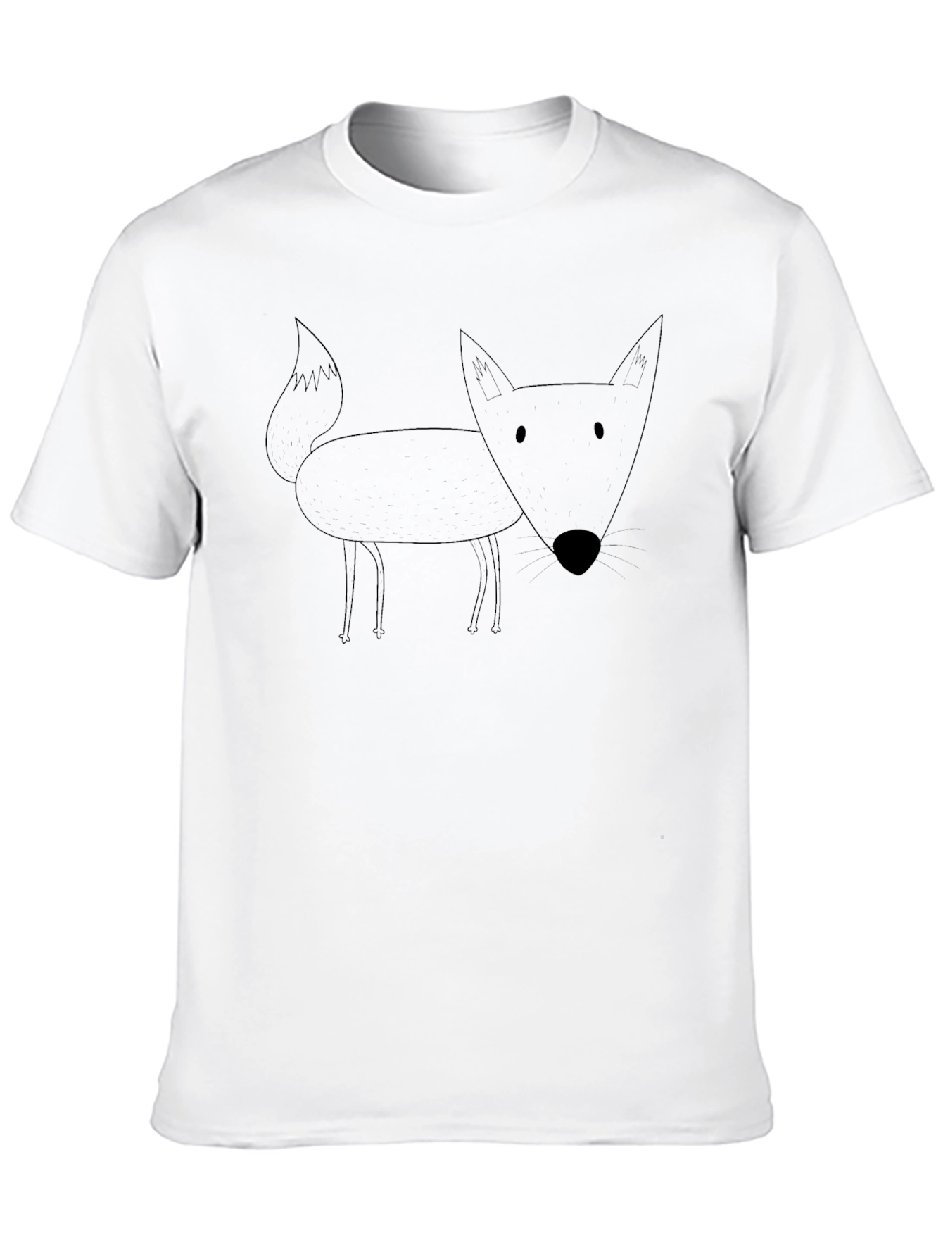 Mens Black Cartoon Fox T-Shirt