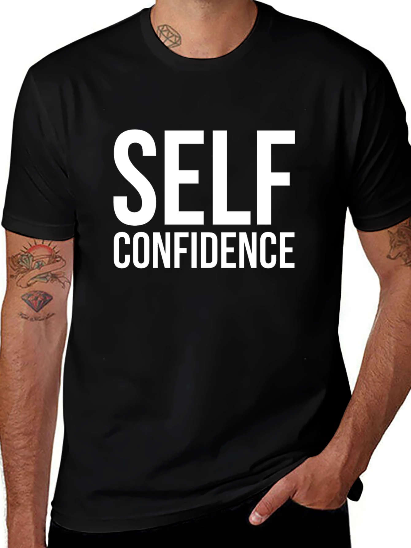 Self Confidence Graphic Tee - Black Cotton Comfort