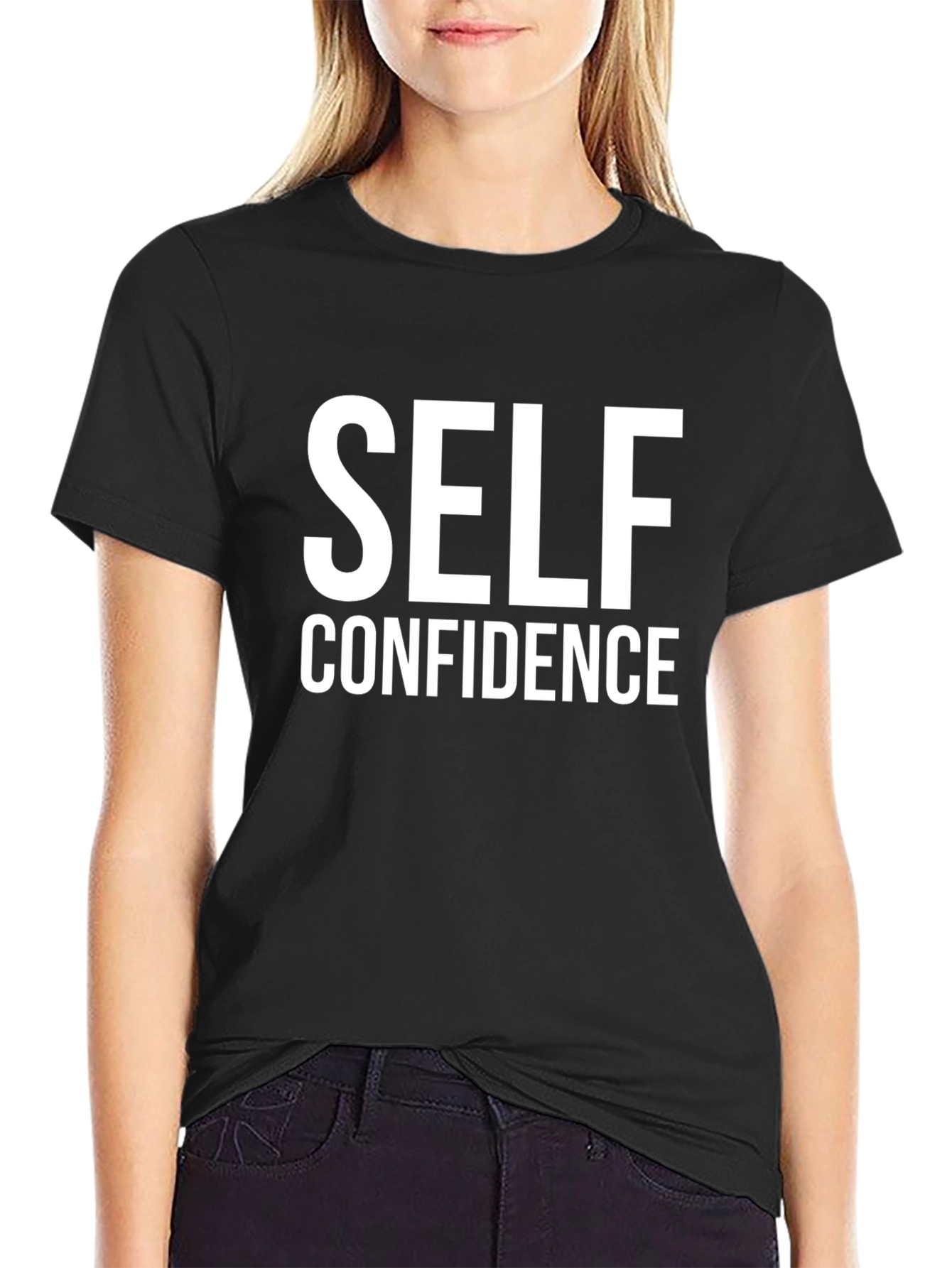 Self Confidence Graphic Tee - Black Cotton Comfort