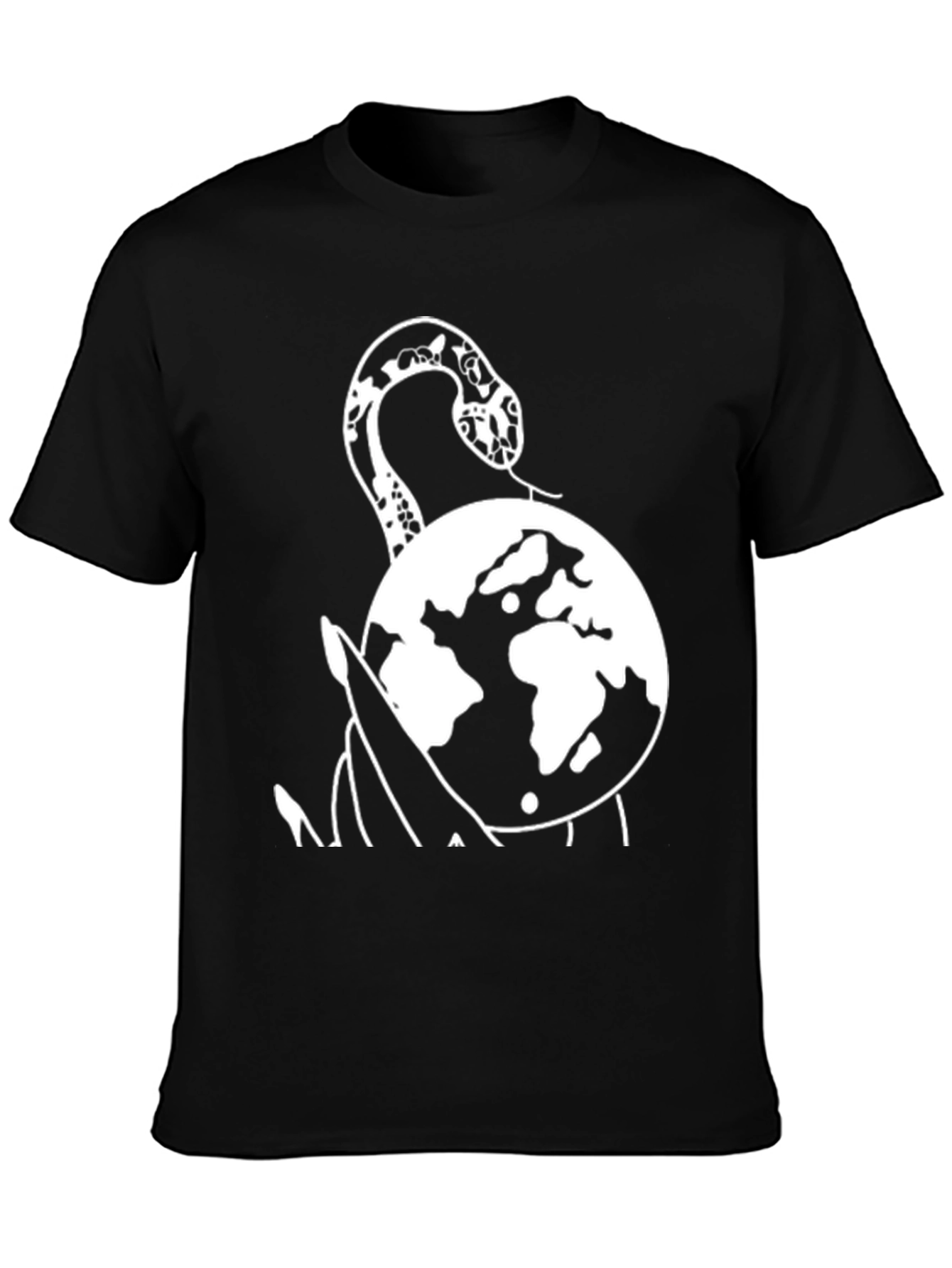 Snake Planet Graphic Tee - Black Cotton T-Shirt