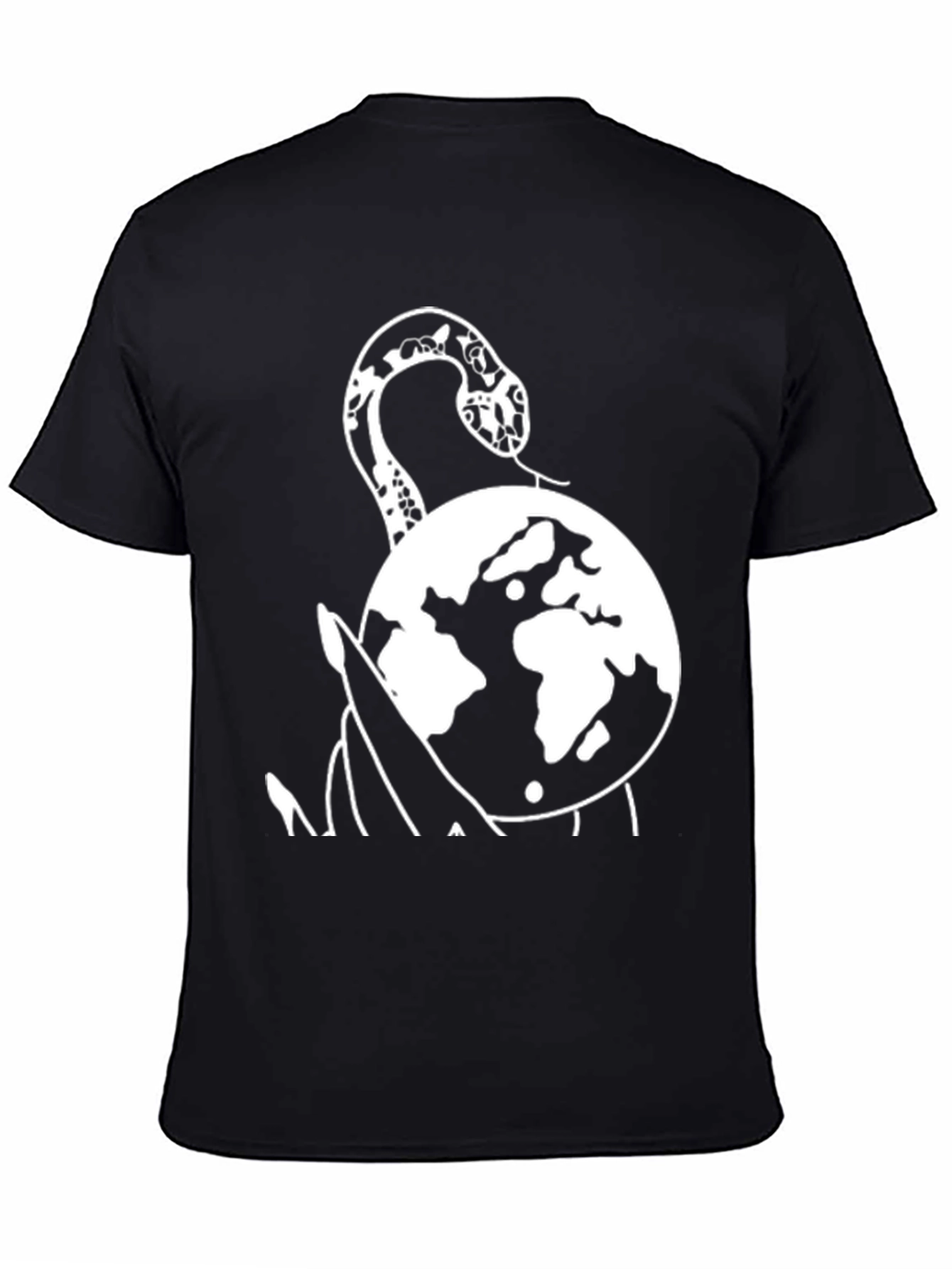Snake Planet Graphic Tee - Black Cotton T-Shirt