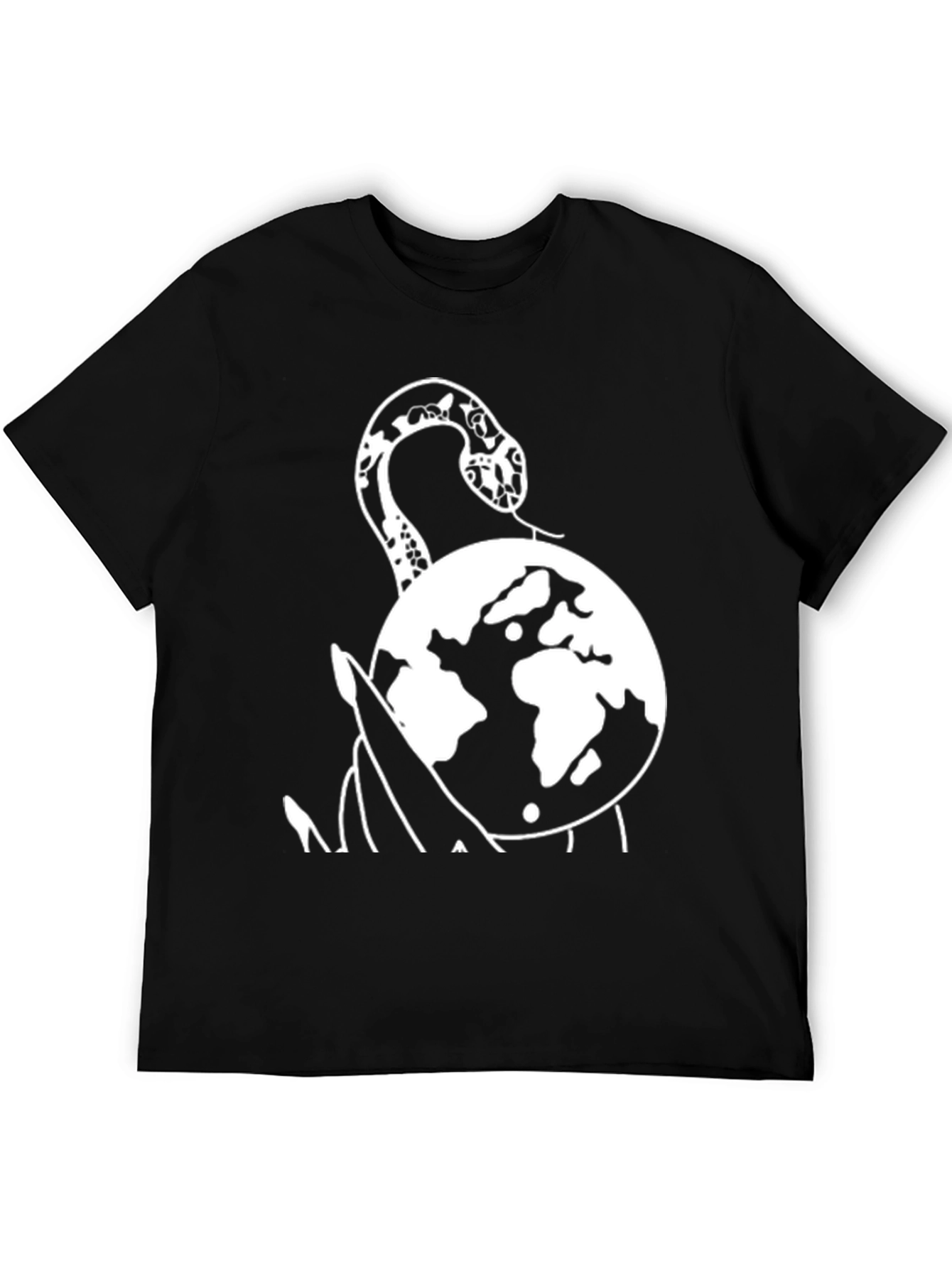 Snake Planet Graphic Tee - Black Cotton T-Shirt
