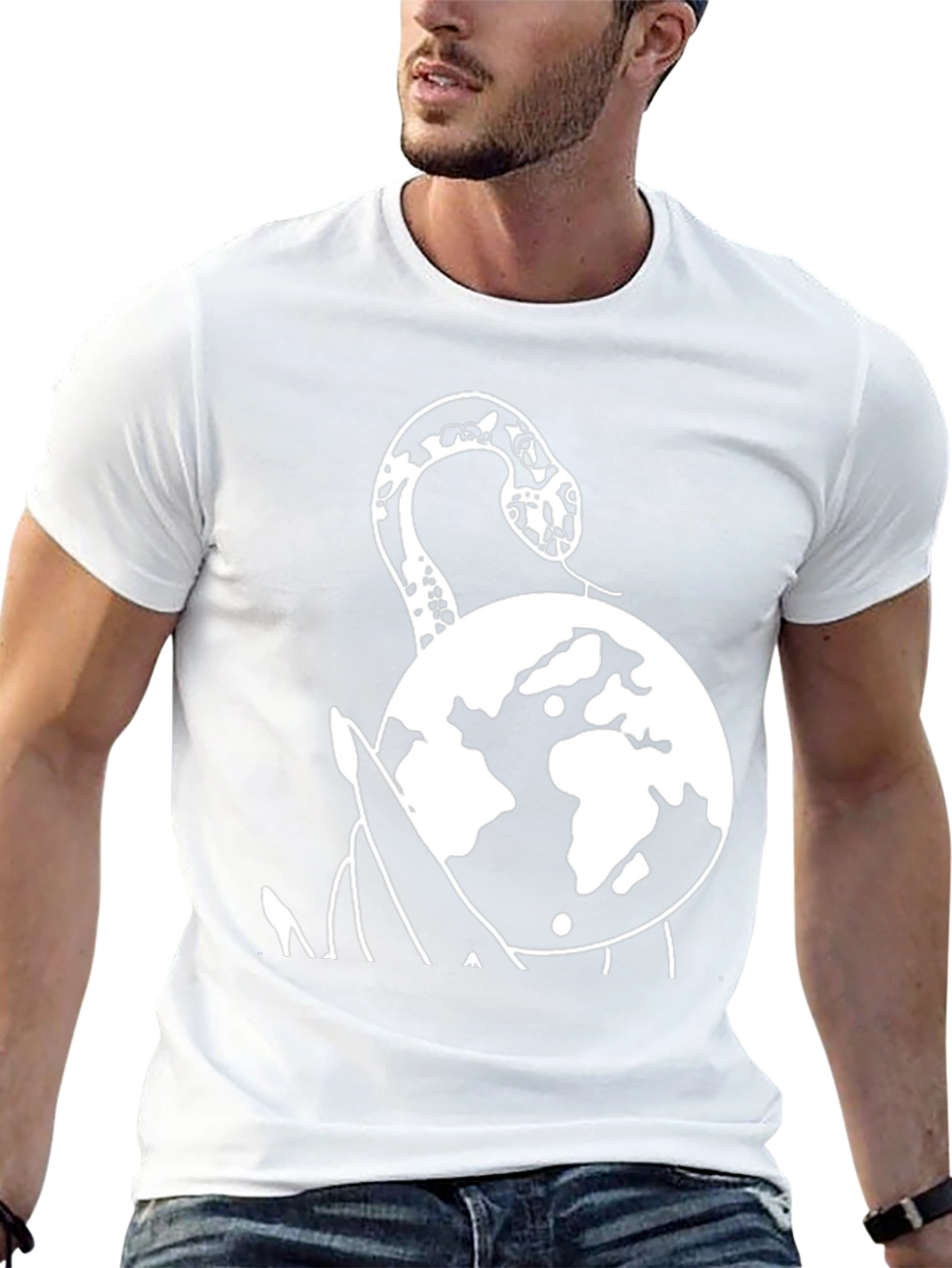 Snake Planet Graphic Tee - Black Cotton T-Shirt