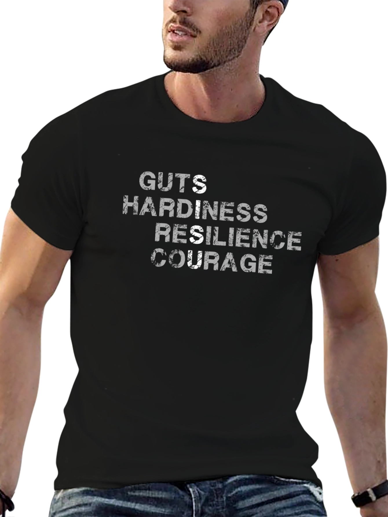Guts Hardiness Resilience Courage Black Tee
