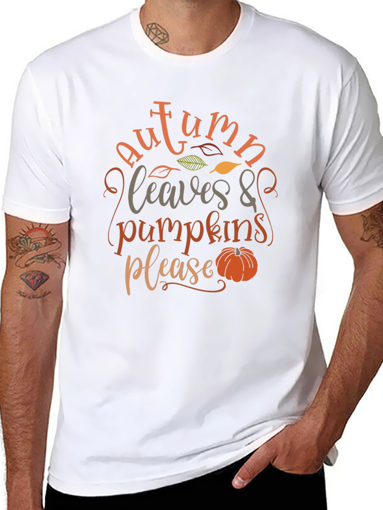 Autumn Leaves & Pumpkins Please - Graphic T-Shirt