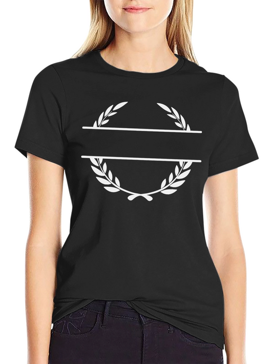 Black Tee with Customizable Laurel Wreath Design