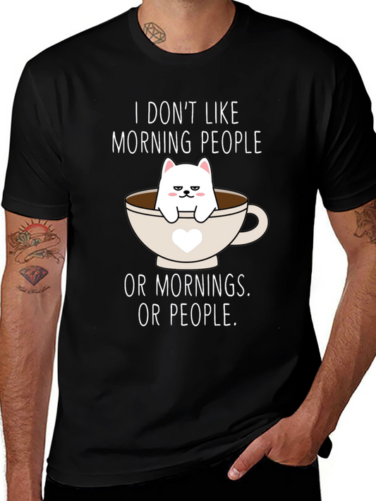 Grumpy Cat Coffee T-Shirt - I Dont Like Mornings