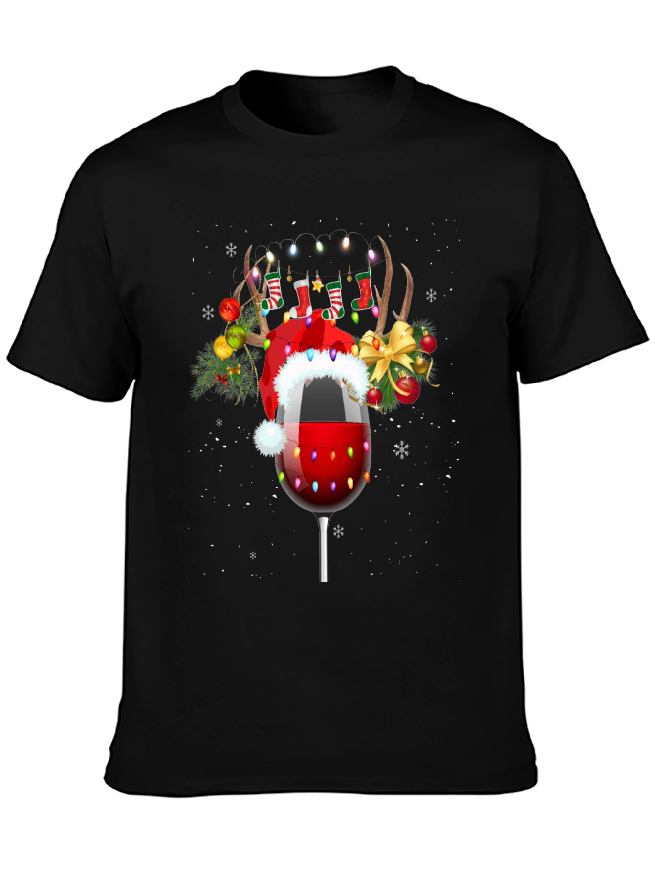 Festive Wine Glass Christmas T-Shirt