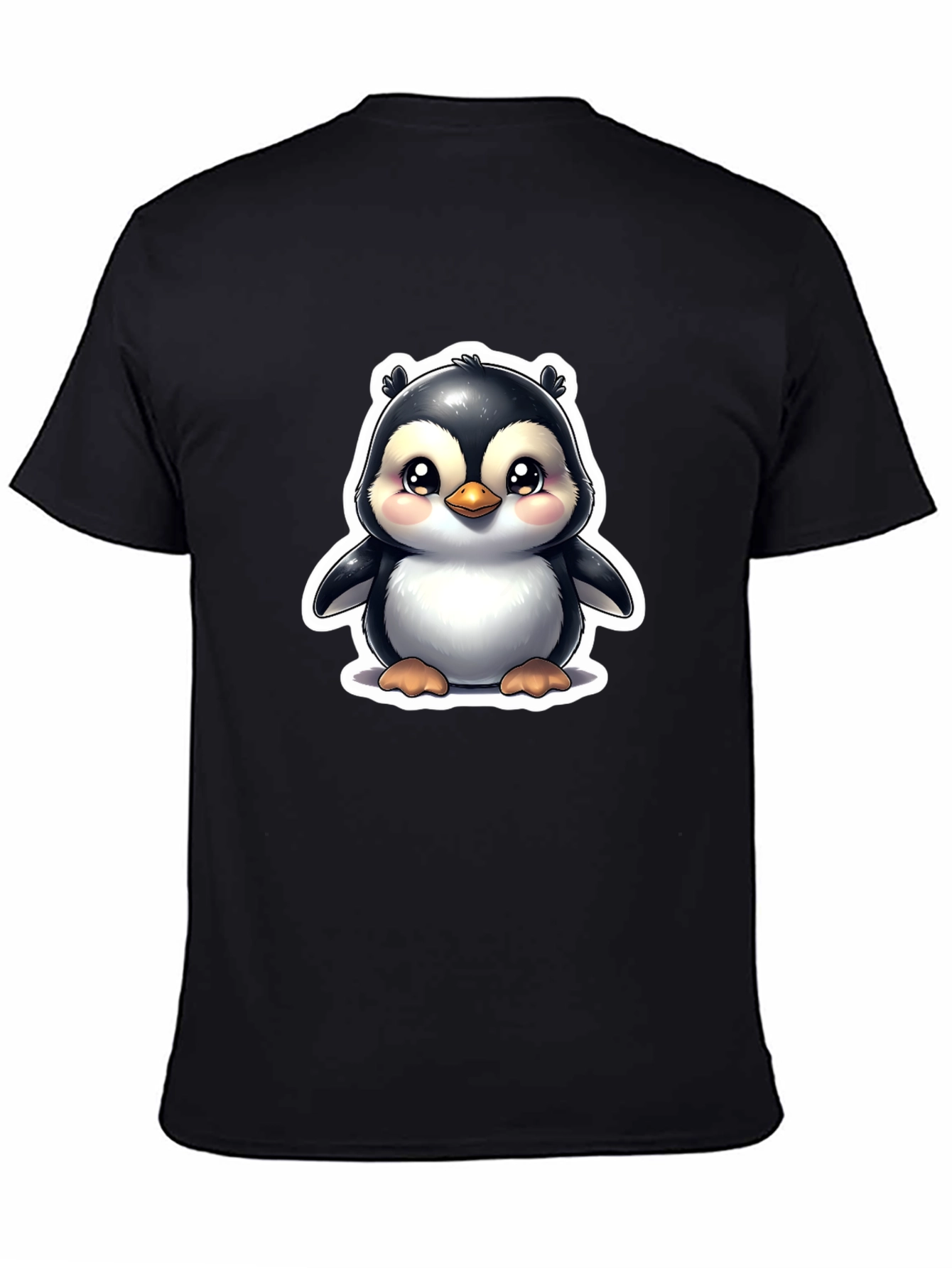 Cute Penguin Graphic Tee - Black Unisex T-Shirt