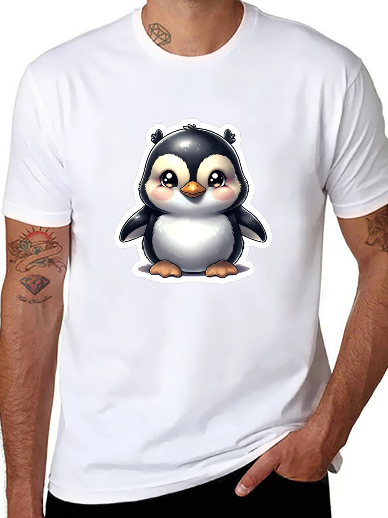 Cute Penguin Graphic Tee - Black Unisex T-Shirt