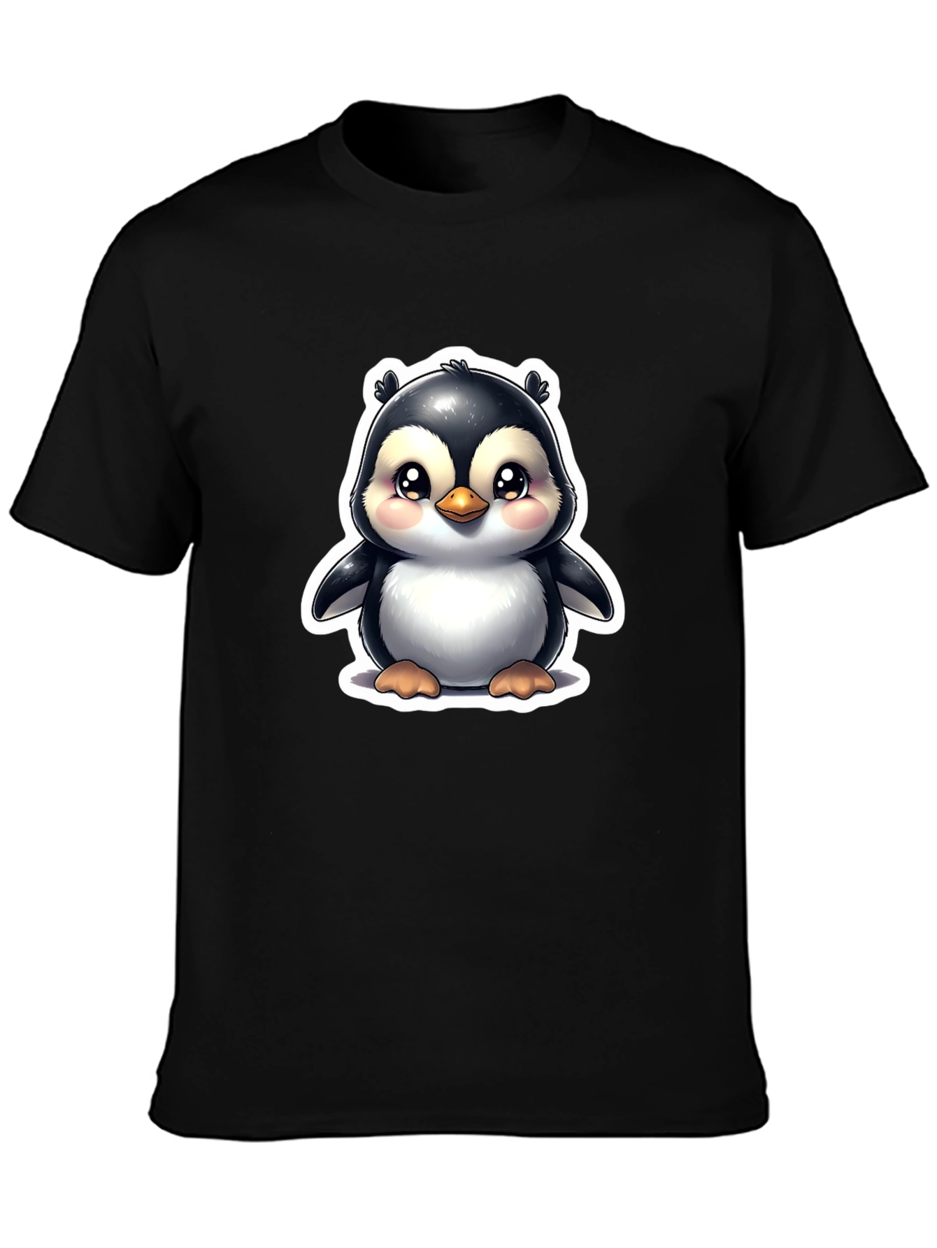Cute Penguin Graphic Tee - Black Unisex T-Shirt