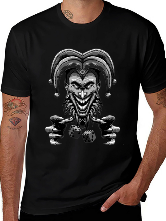 Creepy Joker Dice Graphic Tee - Mens Black T-Shirt