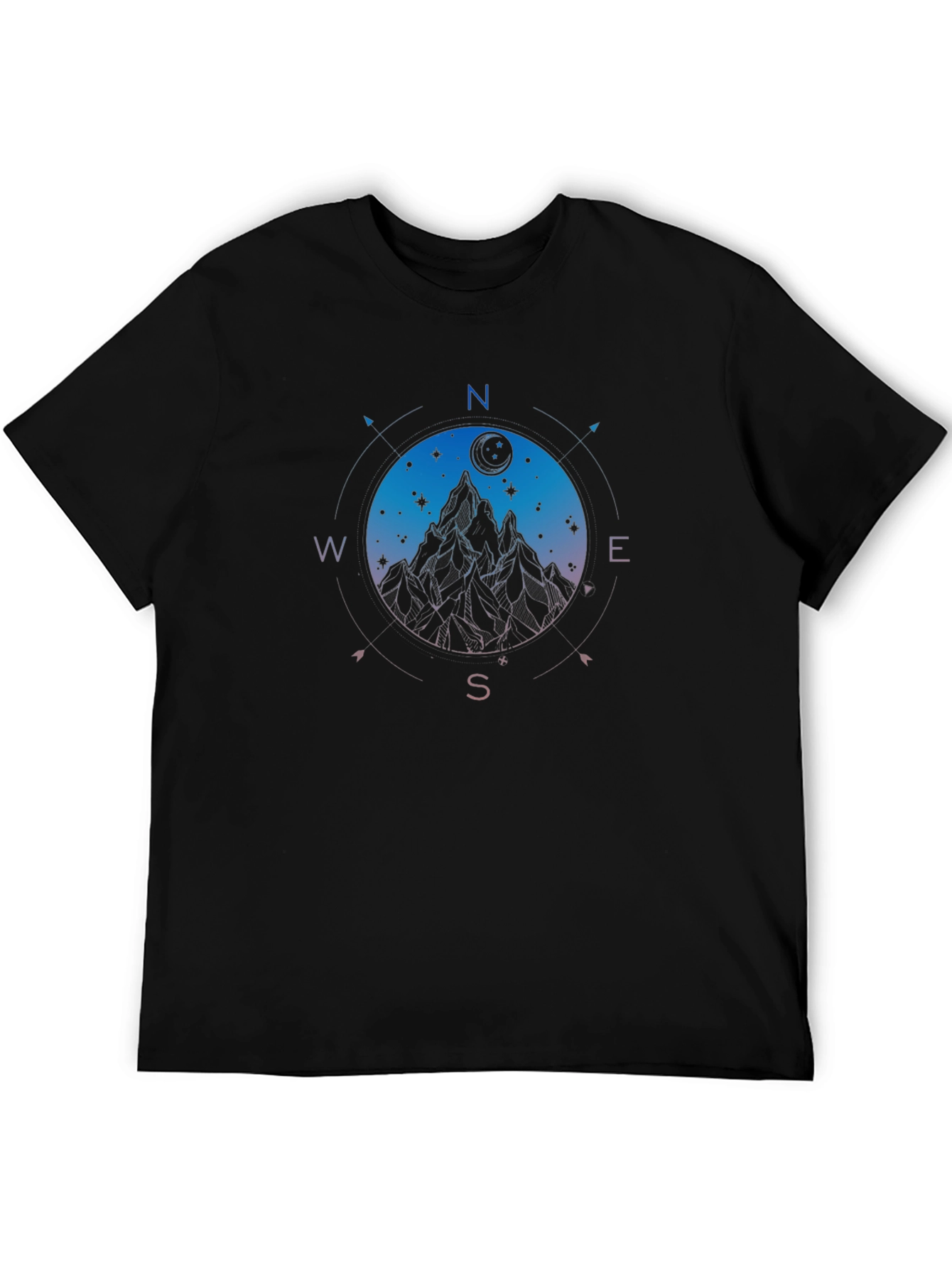 Mountain Compass Graphic Black T-Shirt
